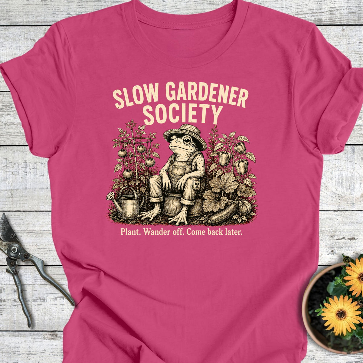 Printify T-Shirt Berry / S Slow Gardener T-Shirt
