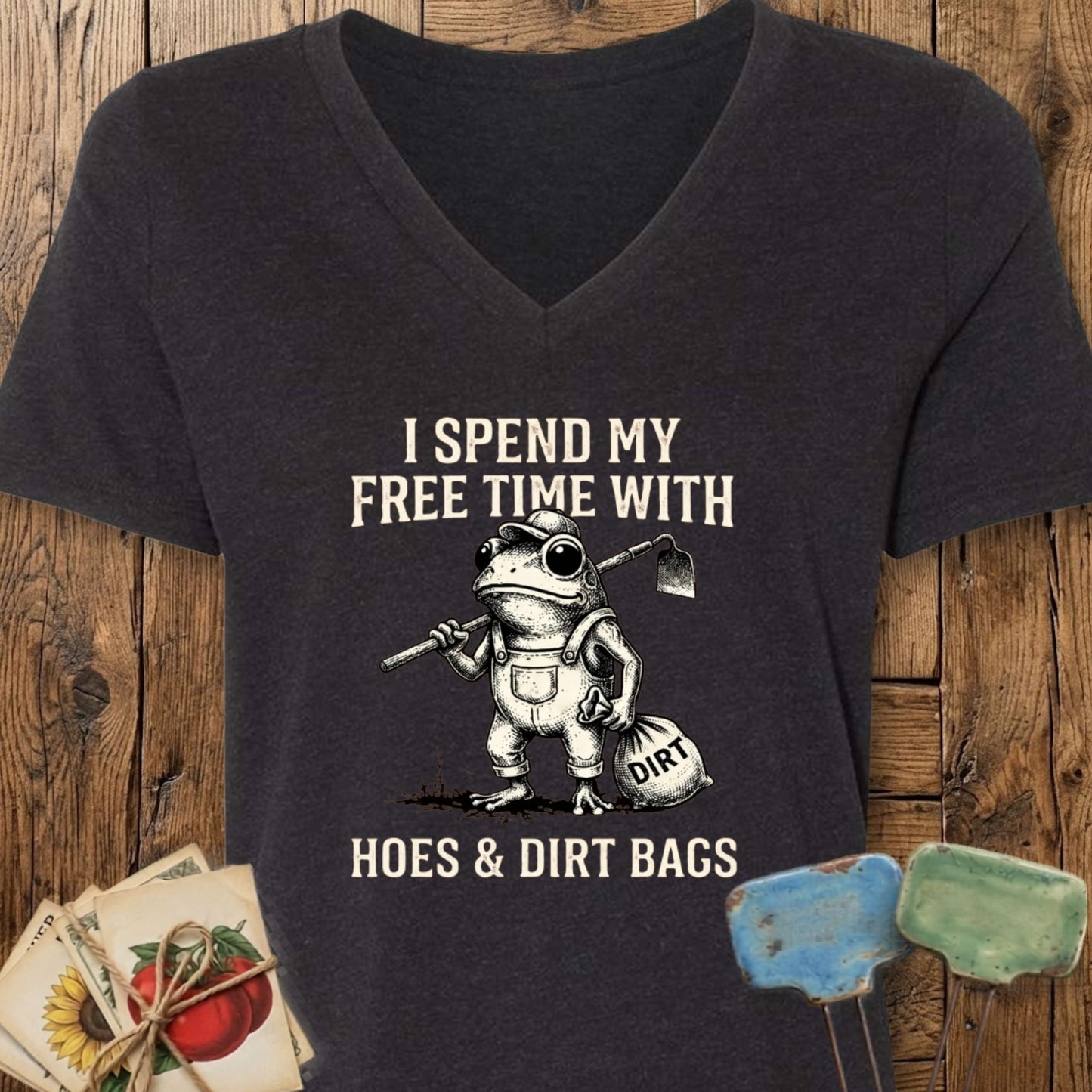Printify T-Shirt Black Heather / M Hoes & Dirt Bags V-Neck