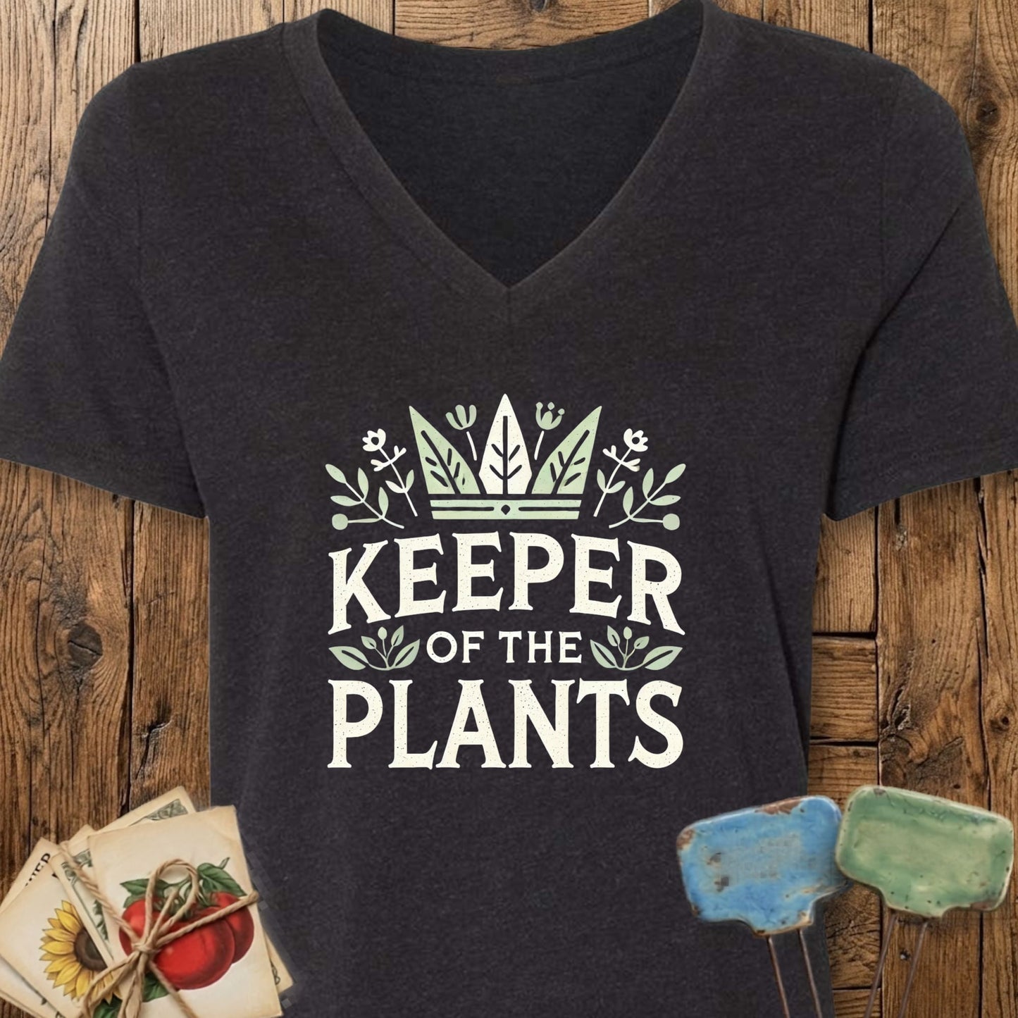 Printify T-Shirt Black Heather / M Keeper of the Plants V-Neck