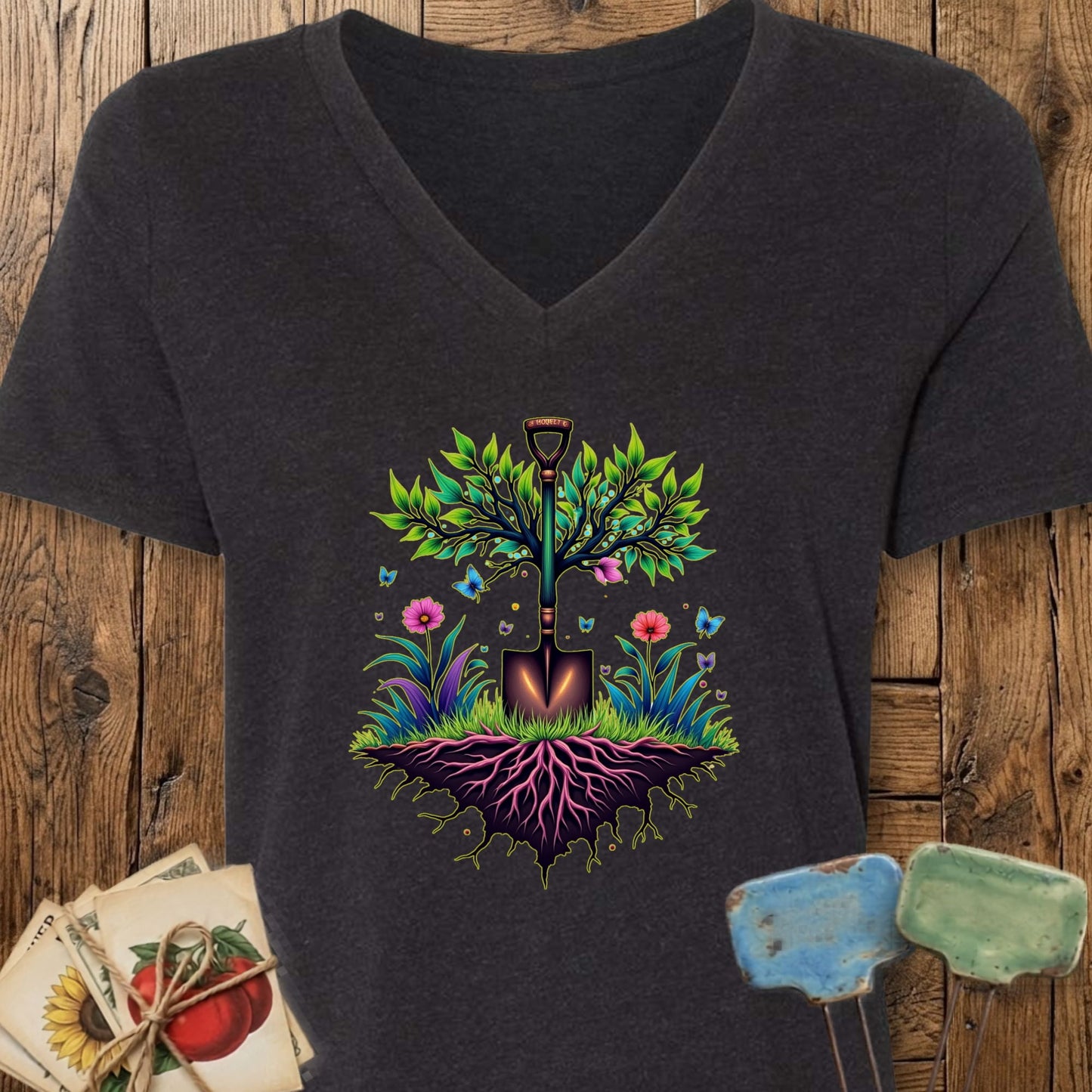 Printify T-Shirt Black Heather / M Roots of Growth V-Neck