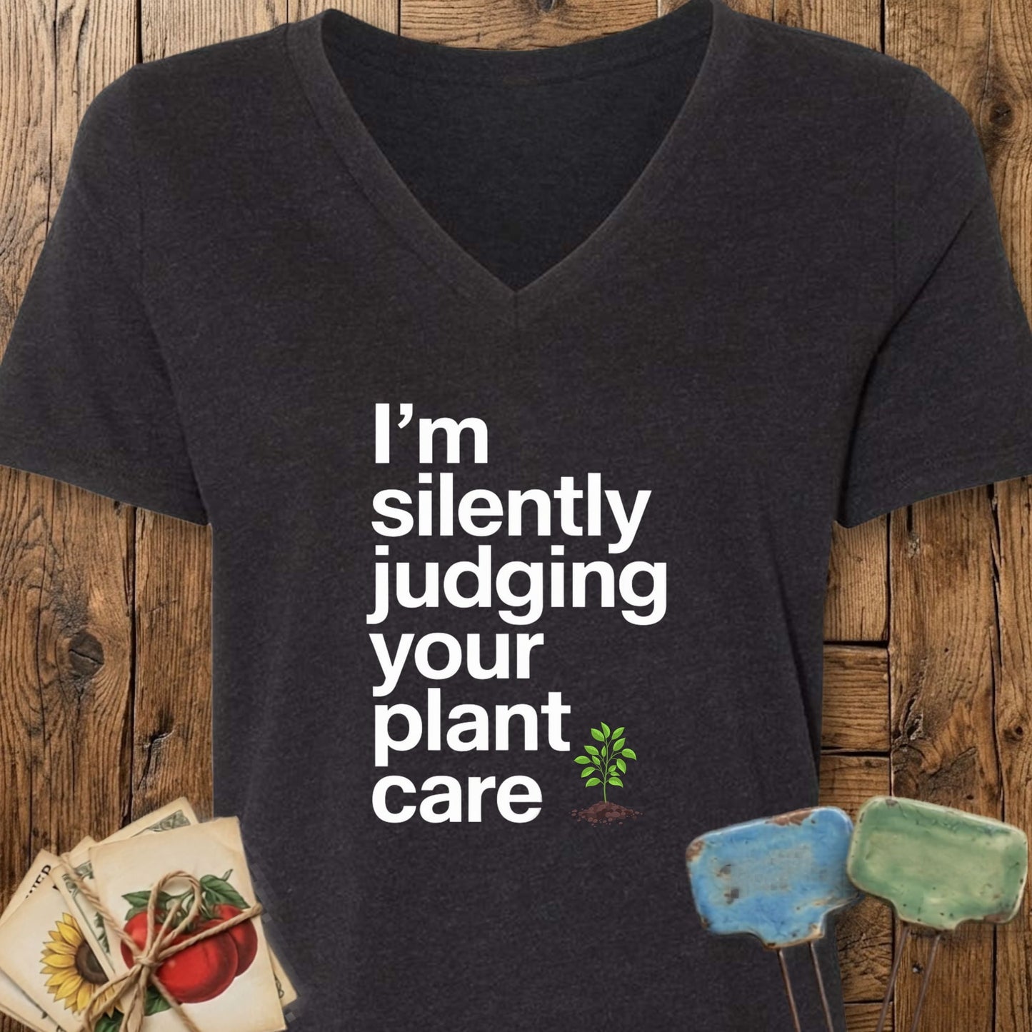 Printify T-Shirt Black Heather / M Silently Judging V-Neck