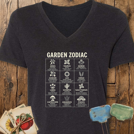 Printify T-Shirt Black Heather / M Zodiac V-Neck