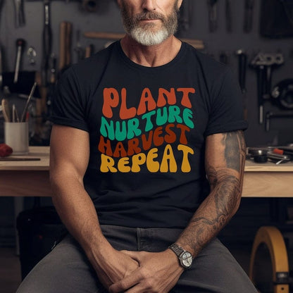 Printify T-Shirt Black Heather / XS Plant Harvest Nurture Repeat Unisex Jersey Short Sleeve Tee