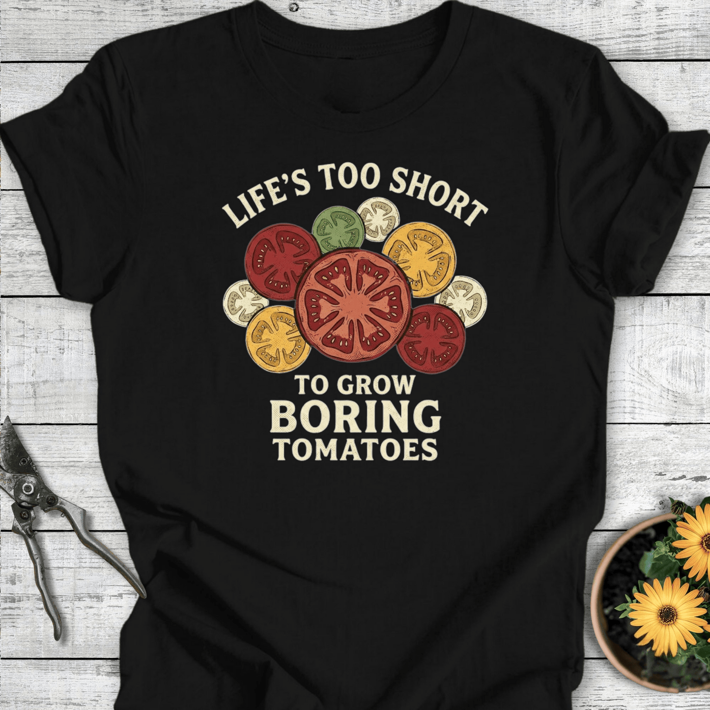Printify T-Shirt Black / S Boring Tomatoes T-Shirt