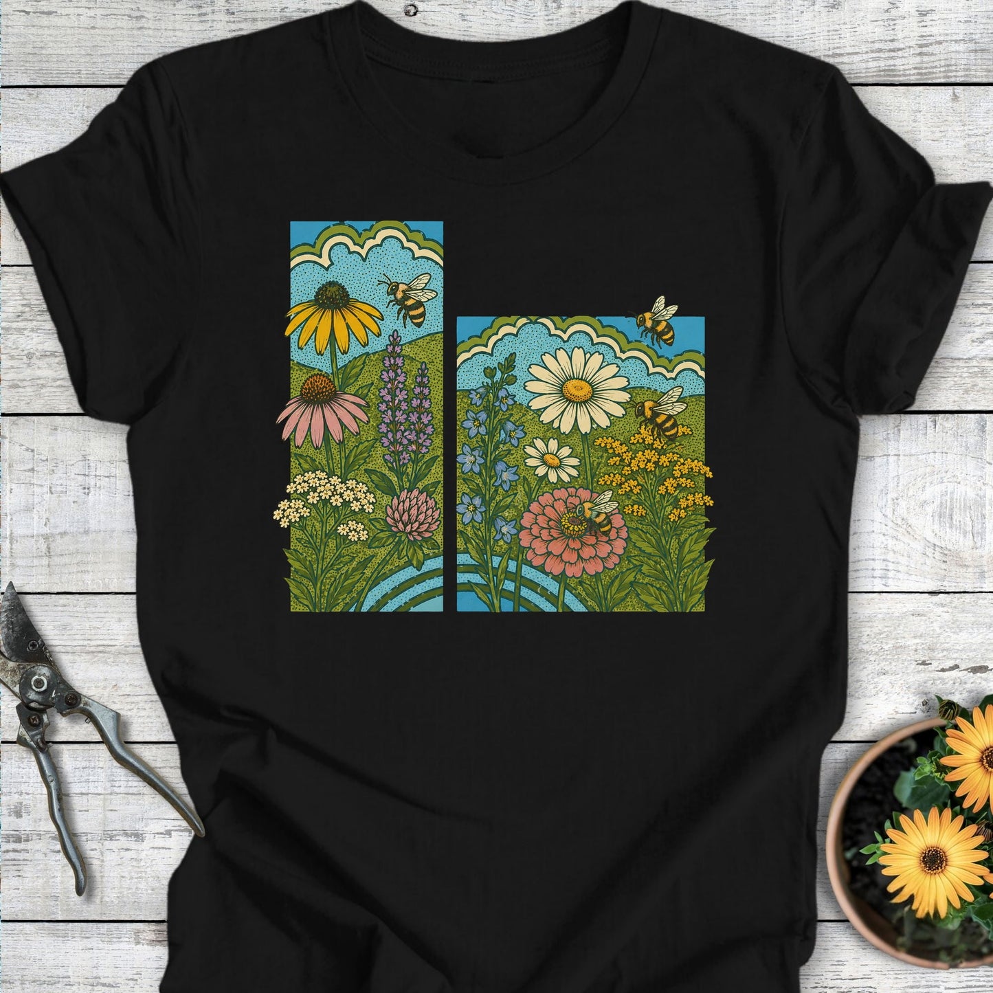 Printify T-Shirt Black / S Busy Bees T-Shirt