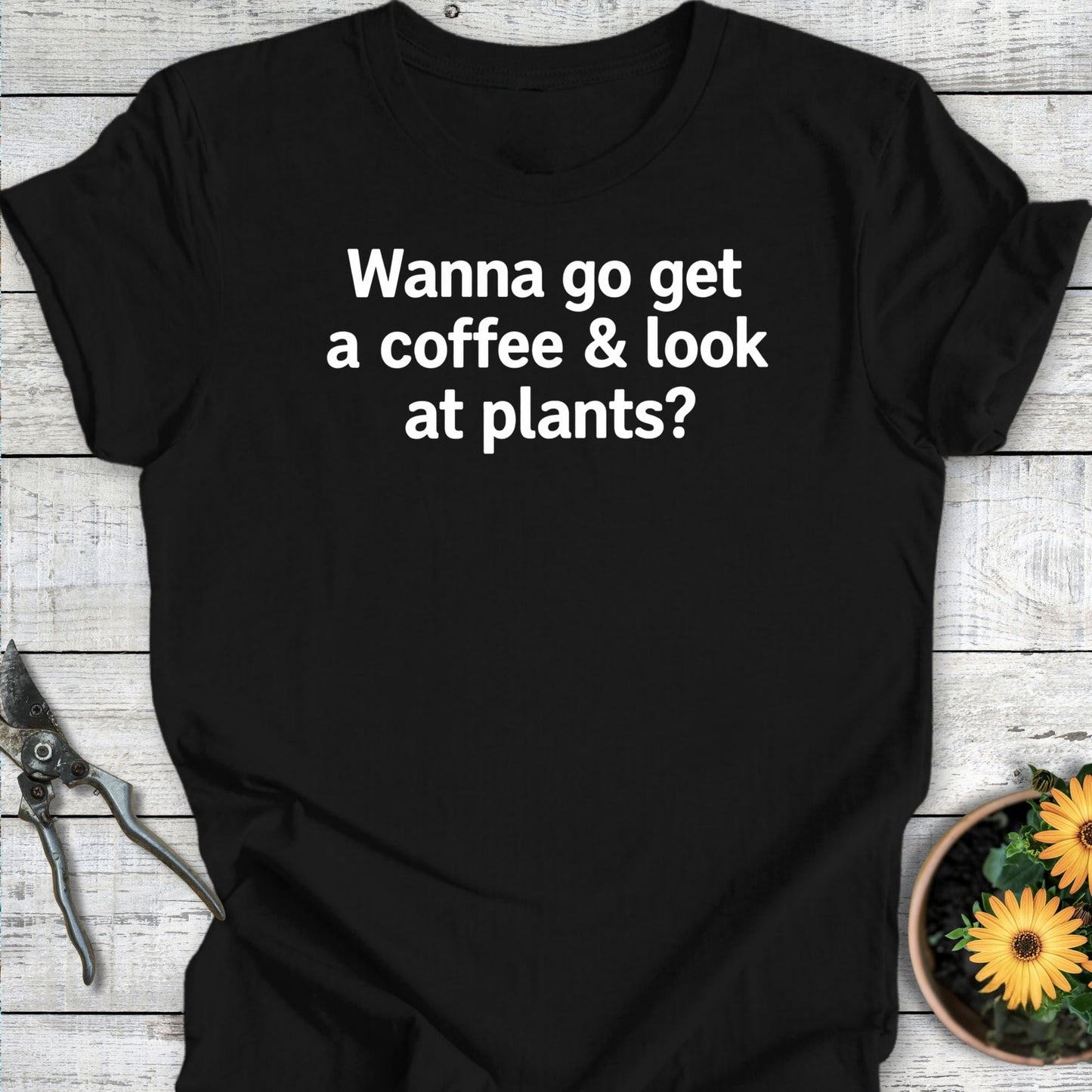 Printify T-Shirt Black / S Coffee & Plants T-Shirt