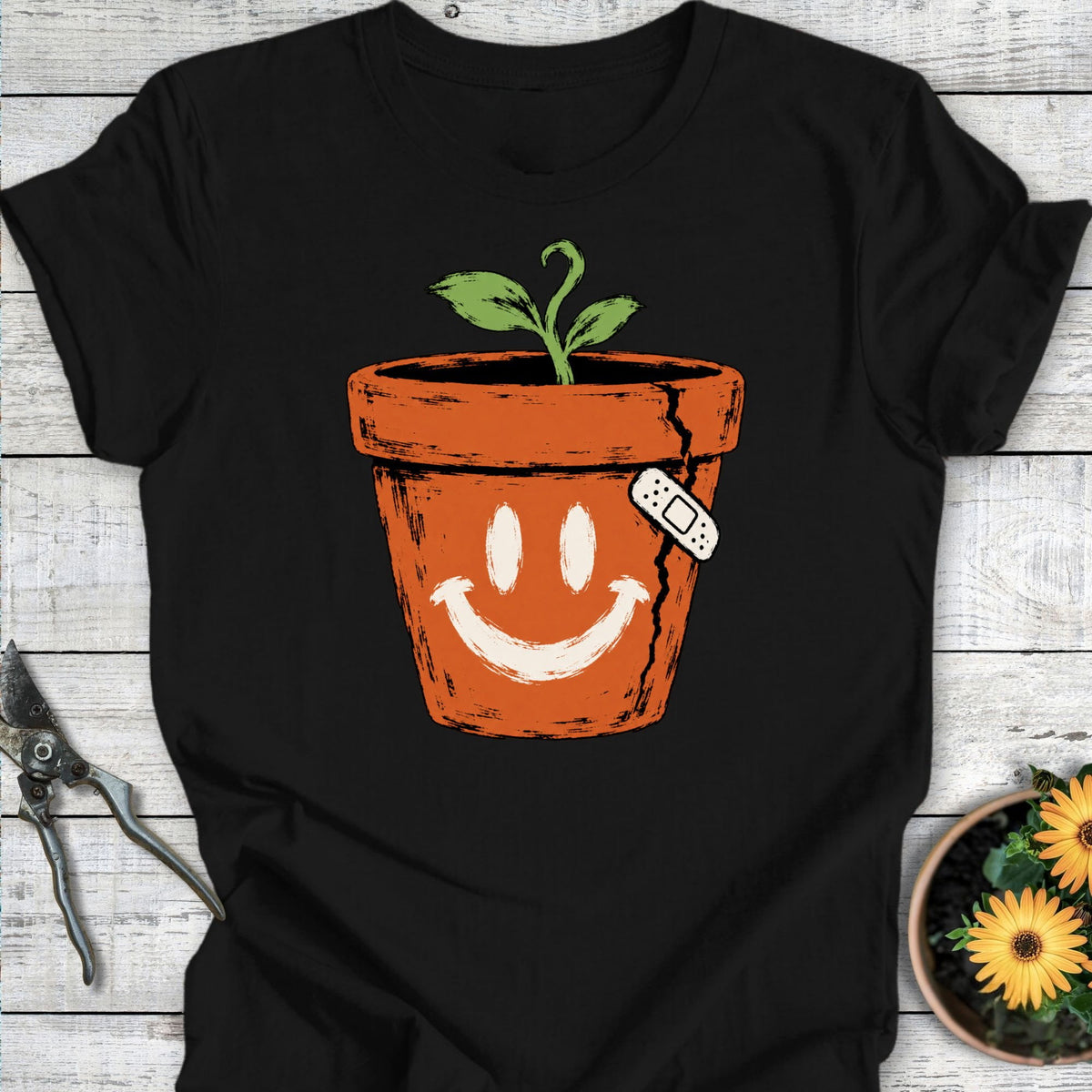 Printify T-Shirt Black / S Cracked But Happy T-Shirt