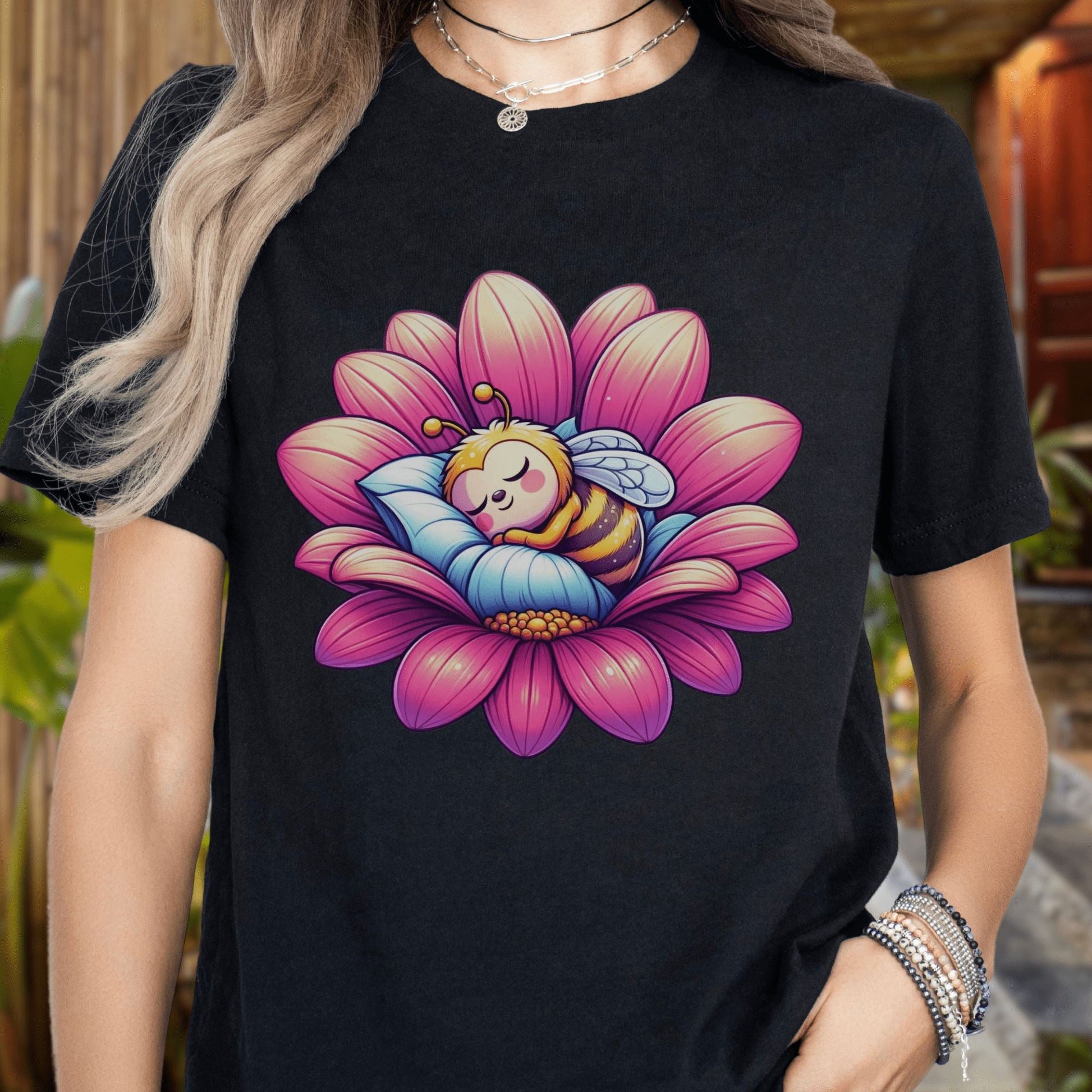 Printify T-Shirt Black / S Dreamy Bee T-Shirt