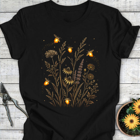 Printify T-Shirt Black / S Firefly Garden T-Shirt