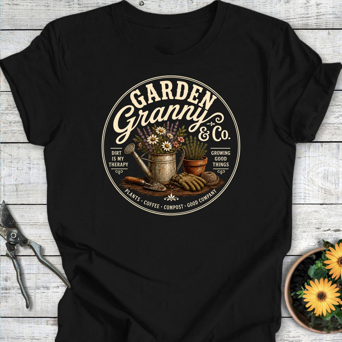 Printify T-Shirt Black / S Garden Granny T-Shirt