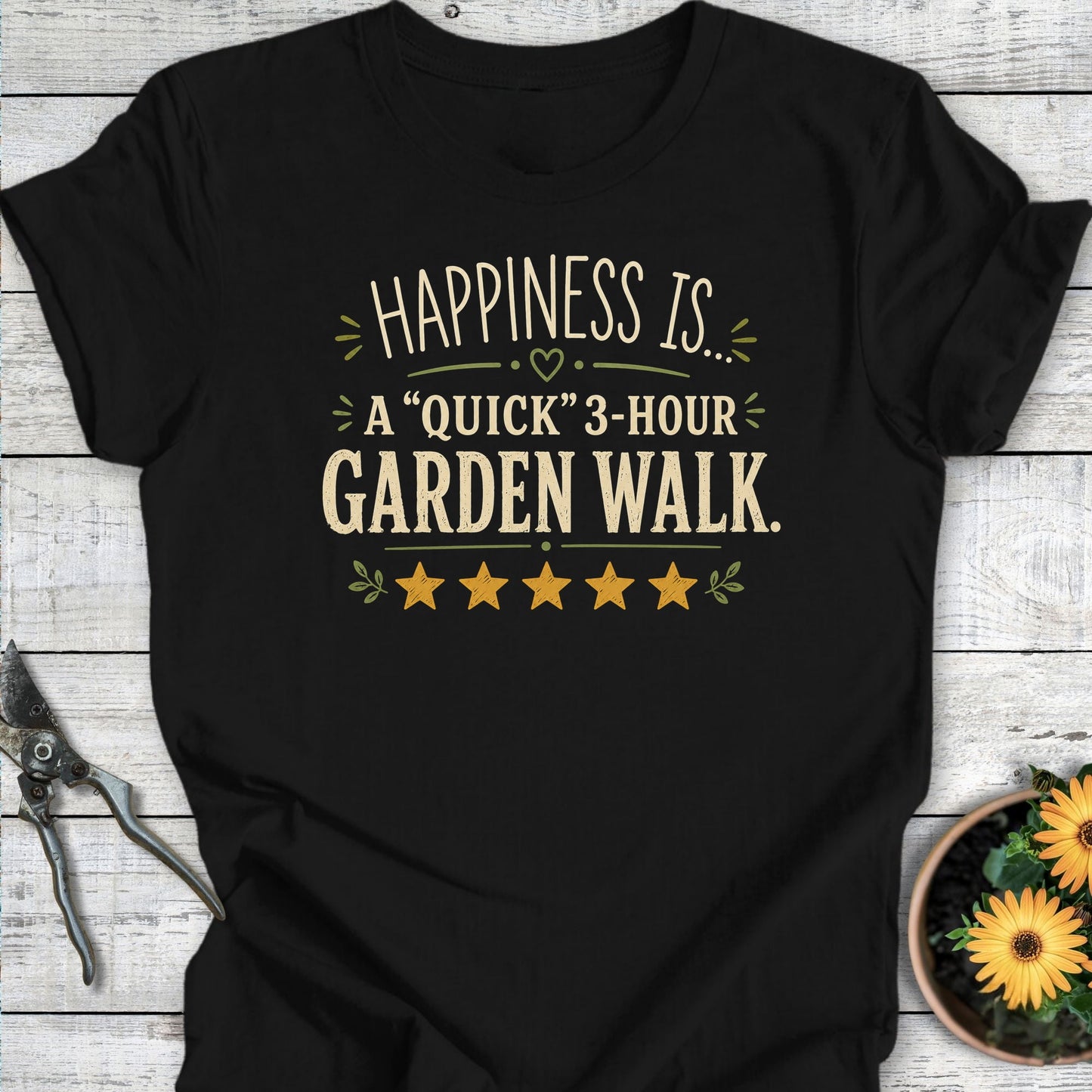 Printify T-Shirt Black / S Garden Walk T-Shirt