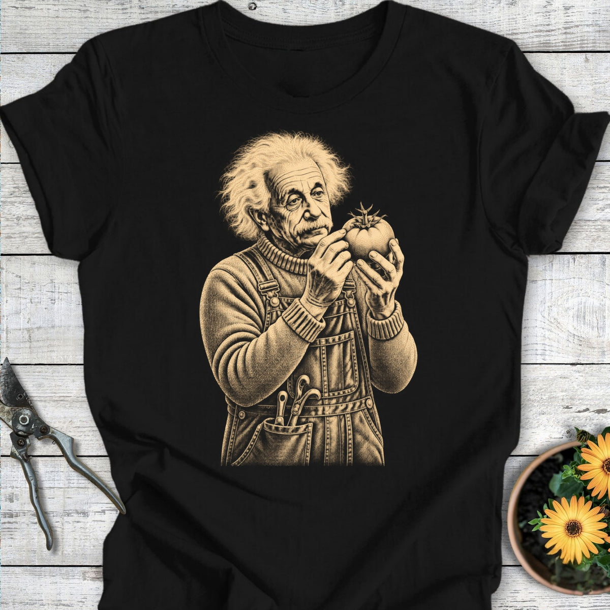 Printify T-Shirt Black / S Gardener Einstein T-Shirt