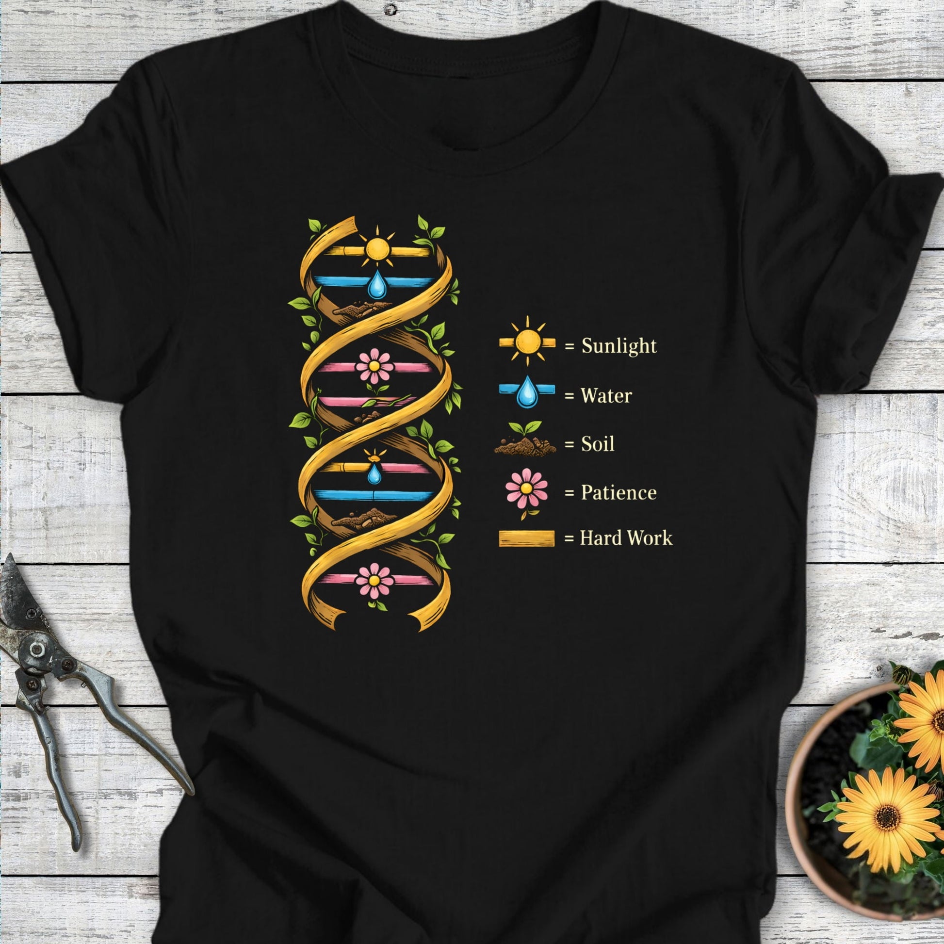 Printify T-Shirt Black / S Gardening DNA T-Shirt