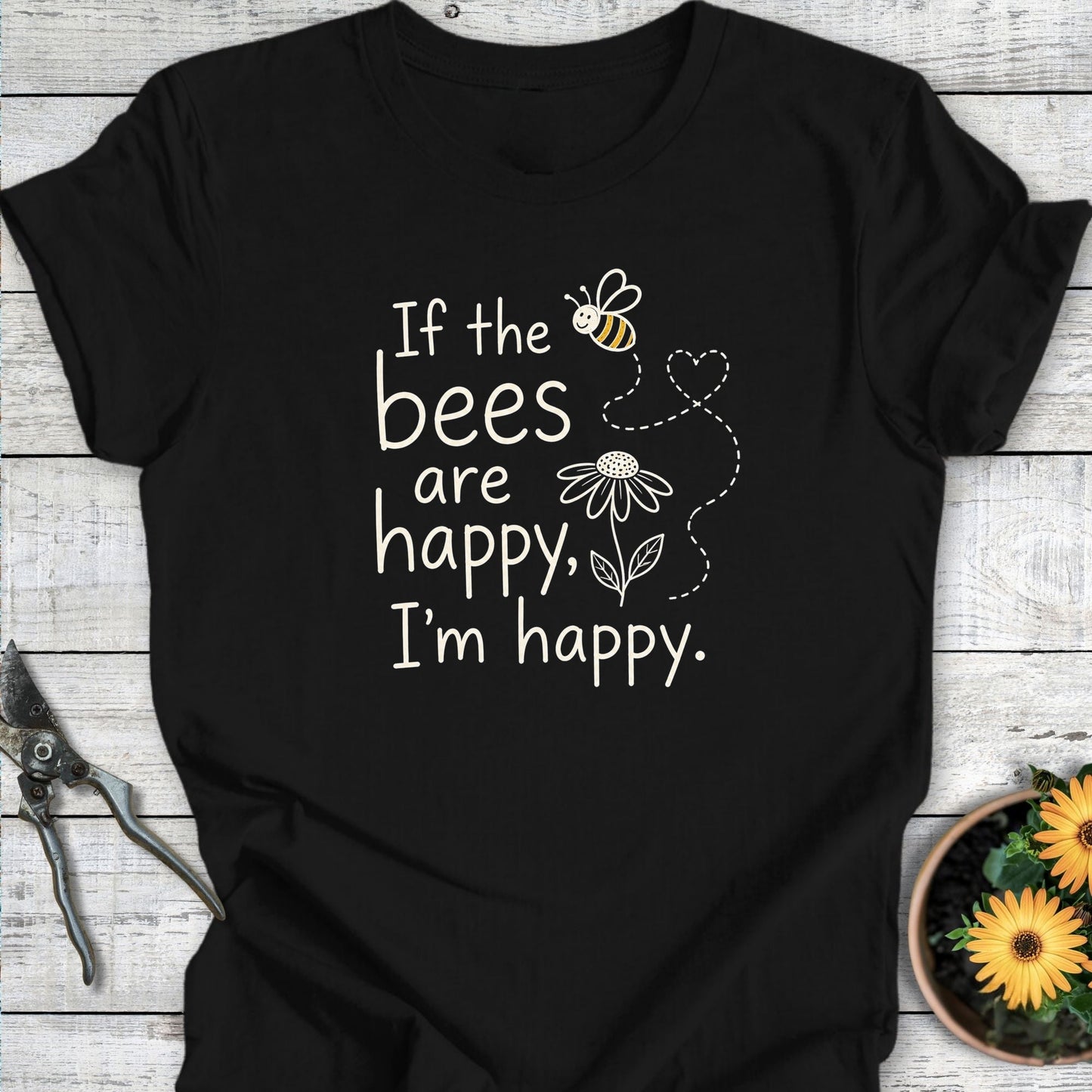 Printify T-Shirt Black / S Happy Bees T-Shirt