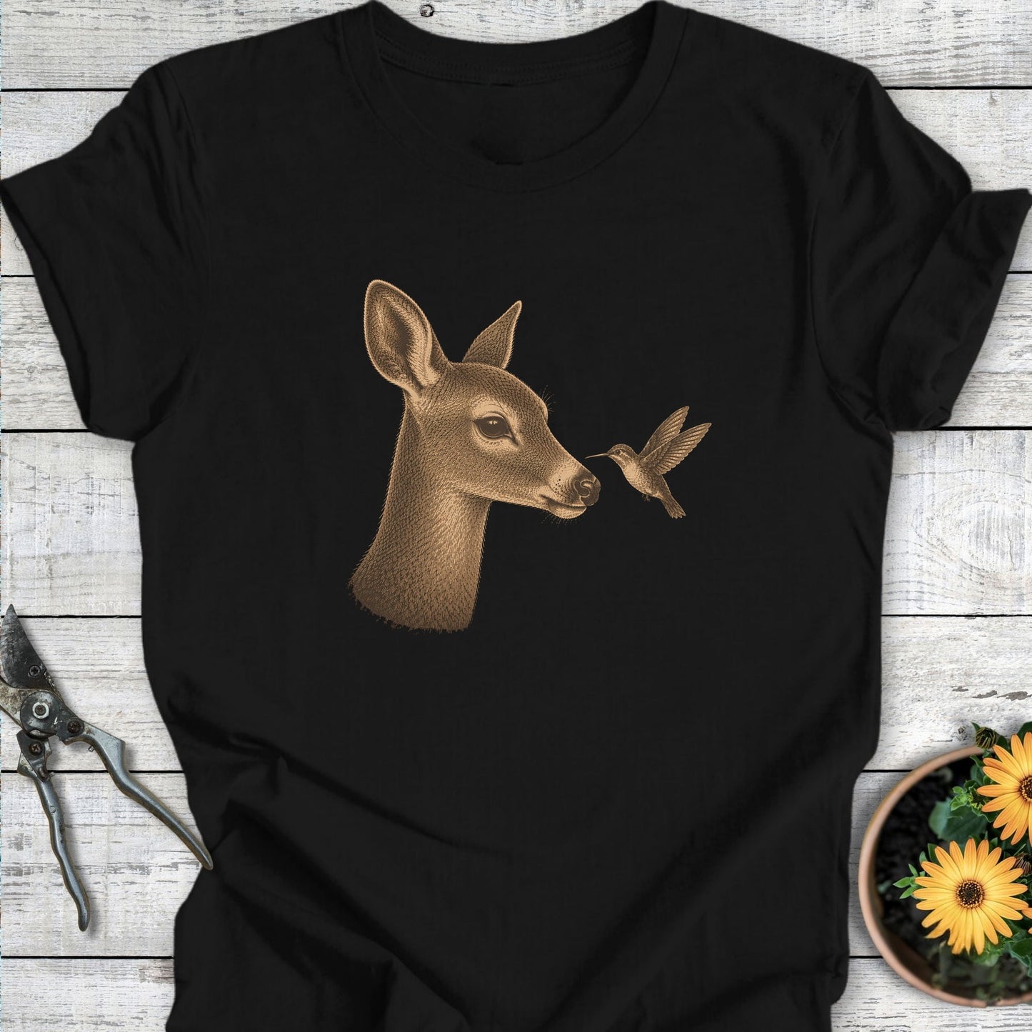Printify T-Shirt Black / S Hummingbird Encounter T-Shirt