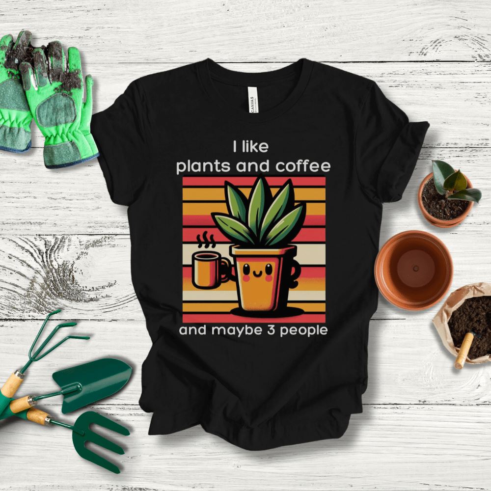 Printify T-Shirt Black / S I Like Plants and Coffee T-Shirt