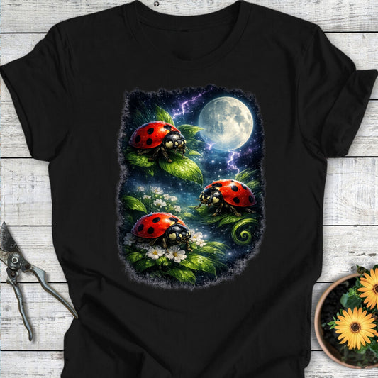 Printify T-Shirt Black / S Ladybugs By Moonlight T-Shirt
