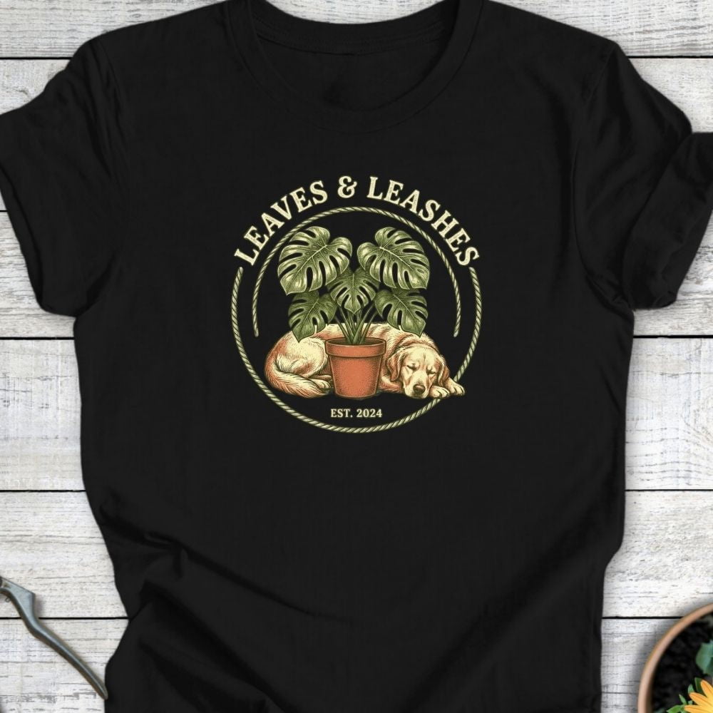 Printify T-Shirt Black / S Leaves and Leashes T-Shirt