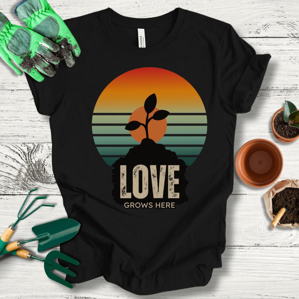 Printify T-Shirt Black / S Love Grows Here