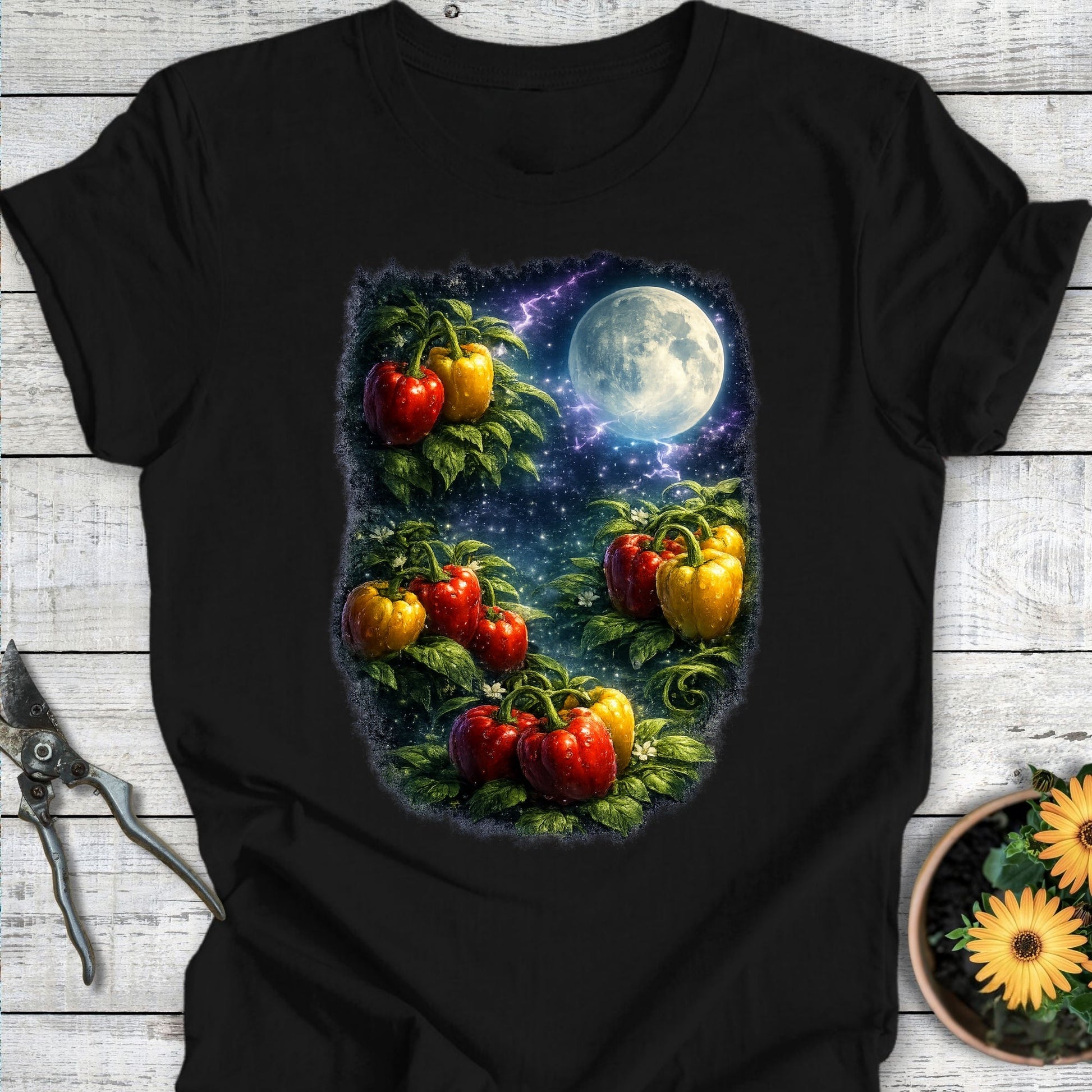 Printify T-Shirt Black / S Peppers By Moonlight T-Shirt