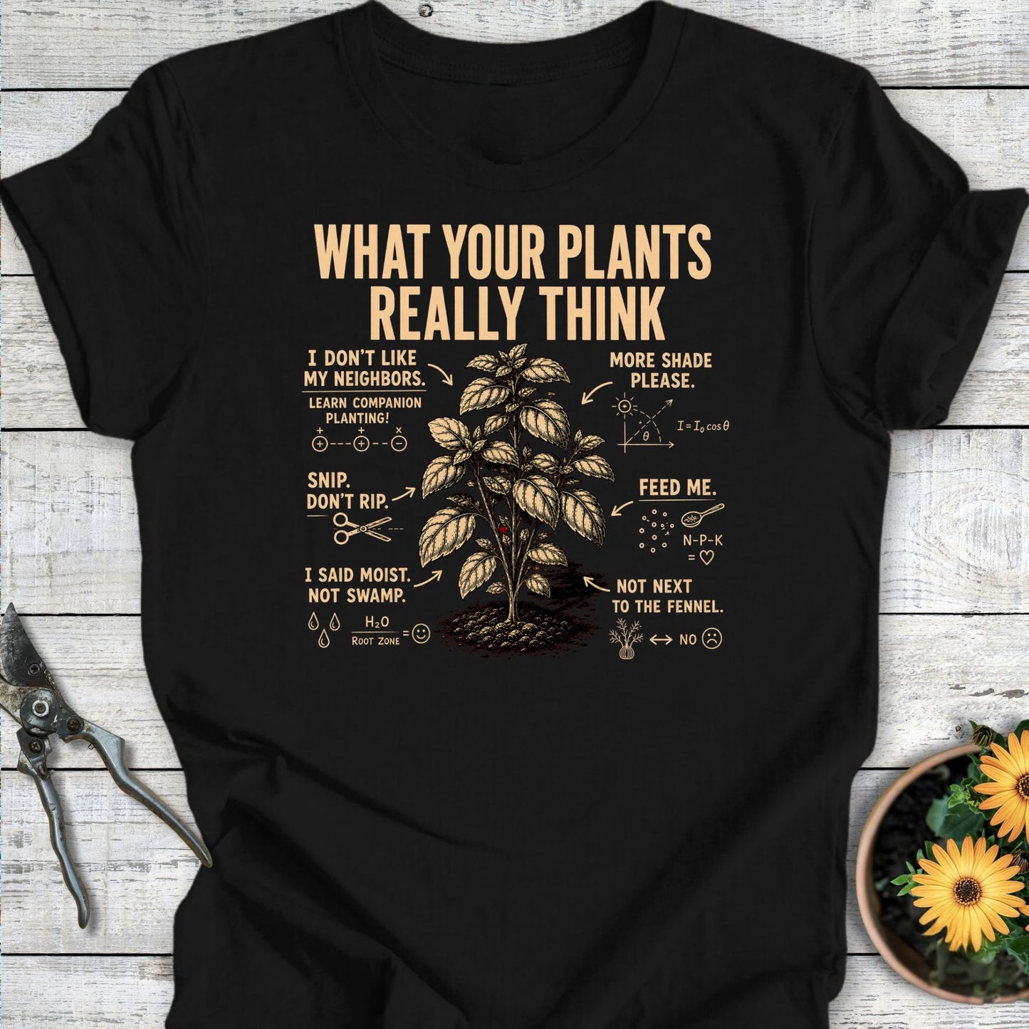 Printify T-Shirt Black / S Plants Think T-Shirt