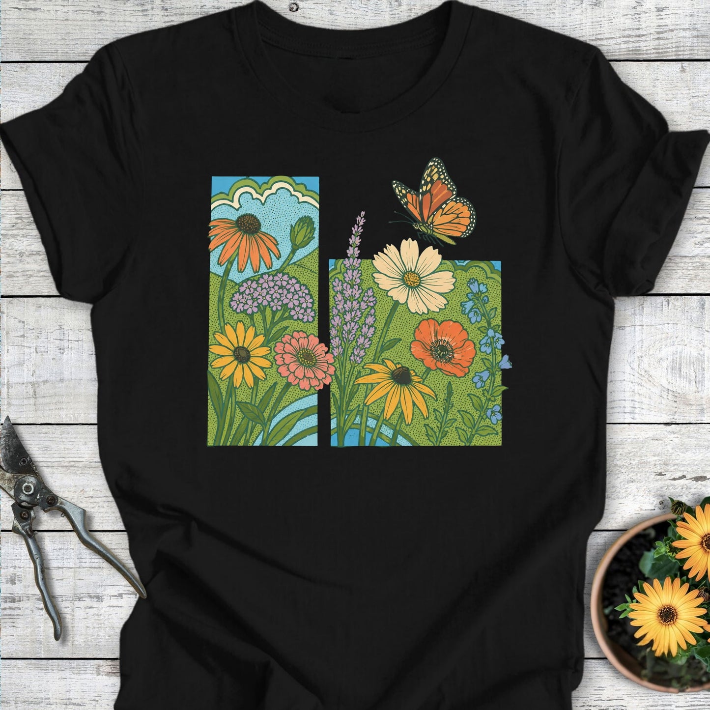 Printify T-Shirt Black / S Pollinator Paradise T-Shirt