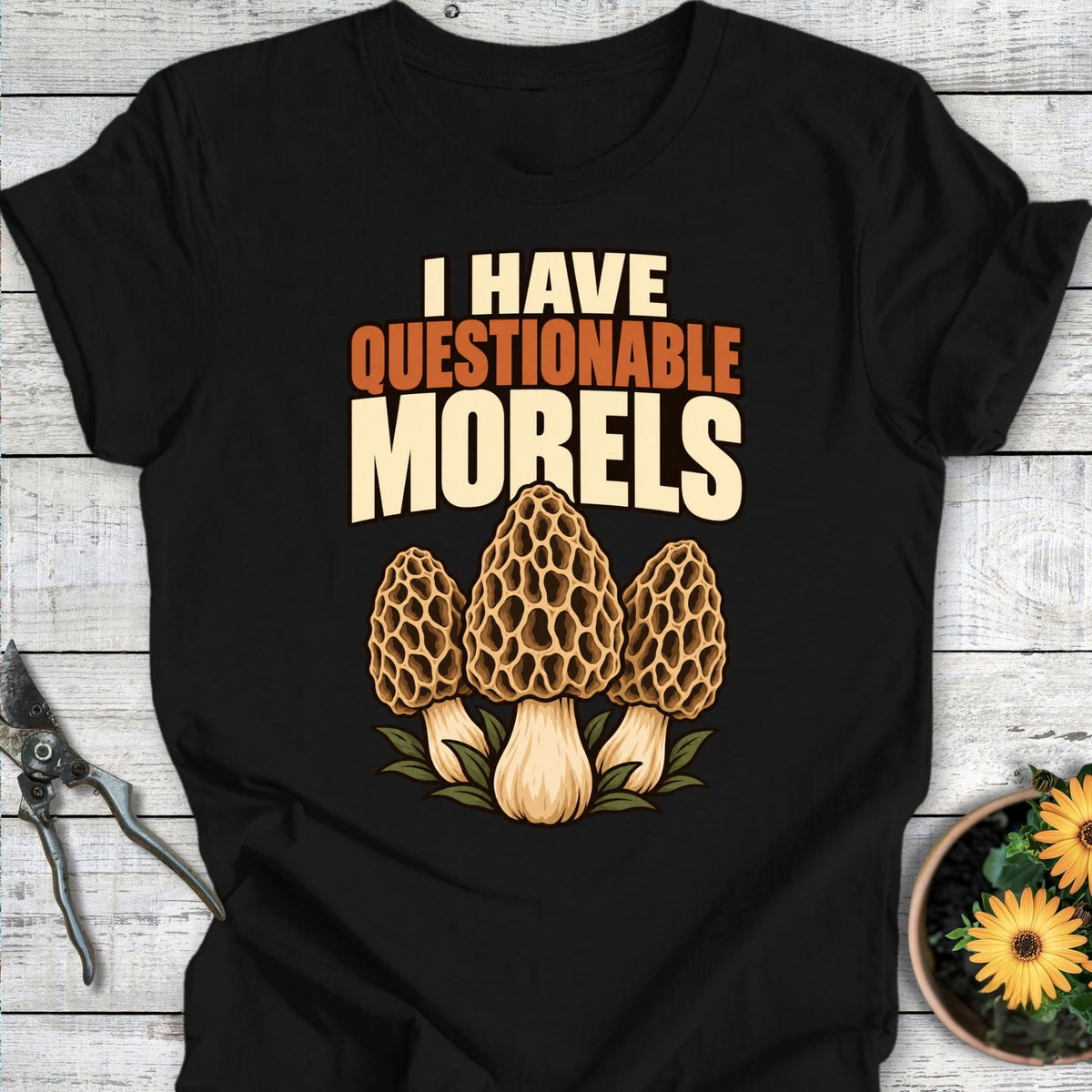 Printify T-Shirt Black / S Questionable Morels T-Shirt