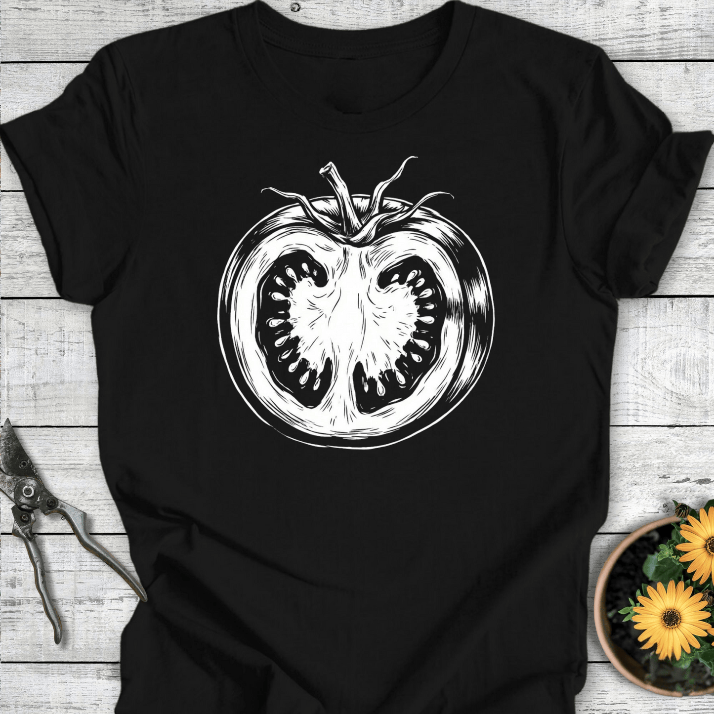 Printify T-Shirt Black / S Sliced Tomato T-Shirt