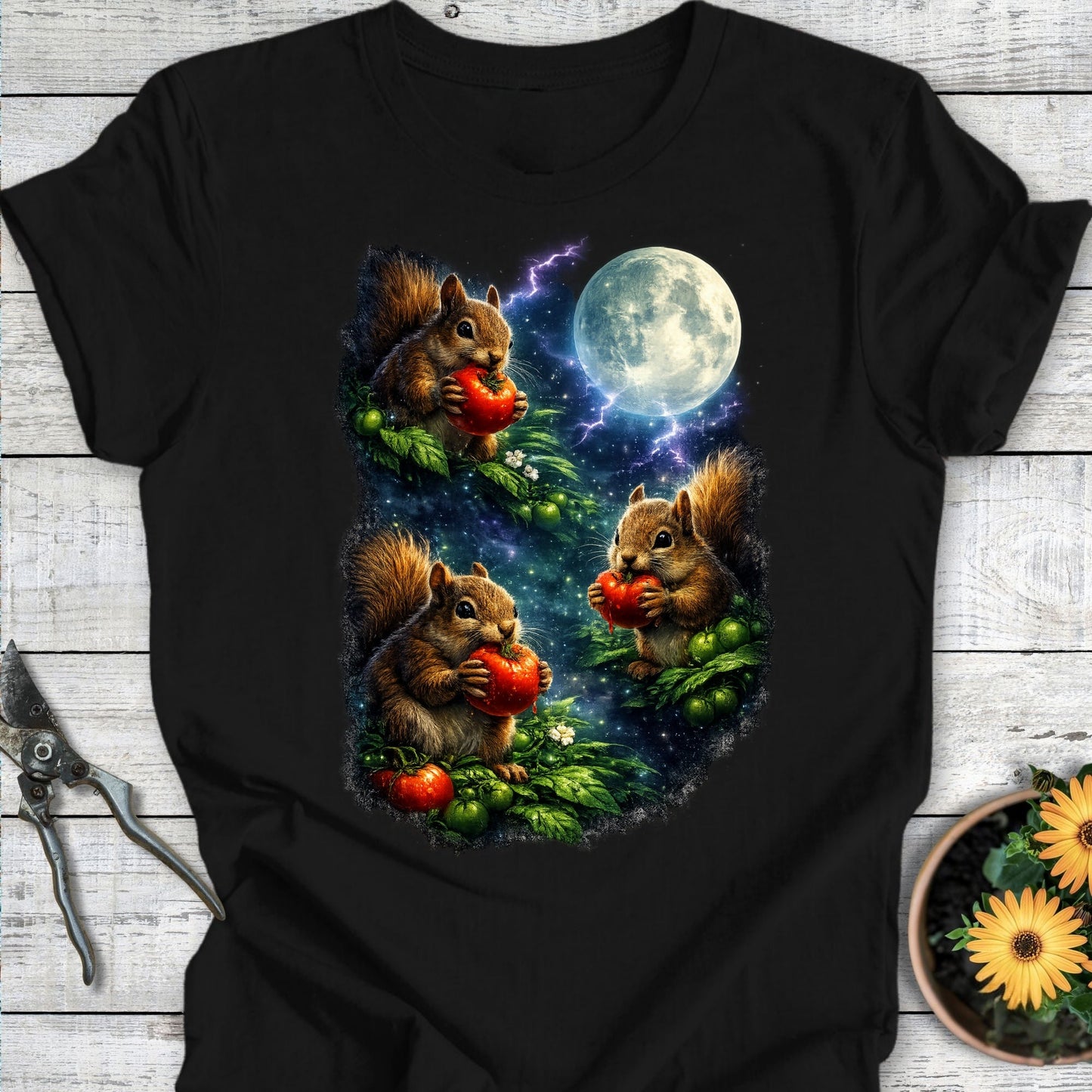 Printify T-Shirt Black / S Squirrels By Moonlight T-Shirt