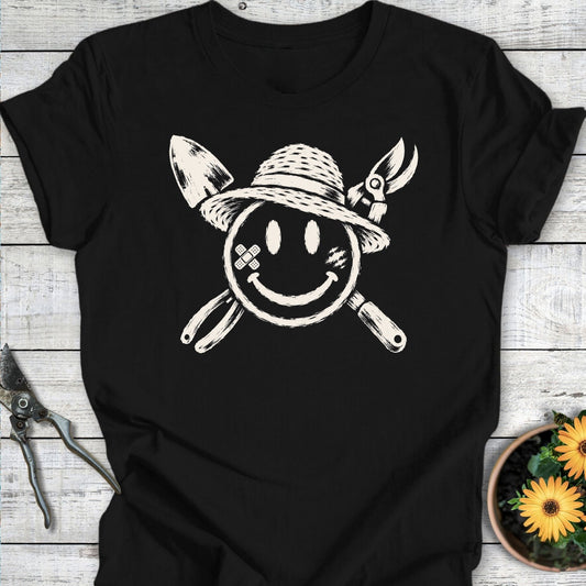 Printify T-Shirt Black / S Sun Hat Smiley T-Shirt