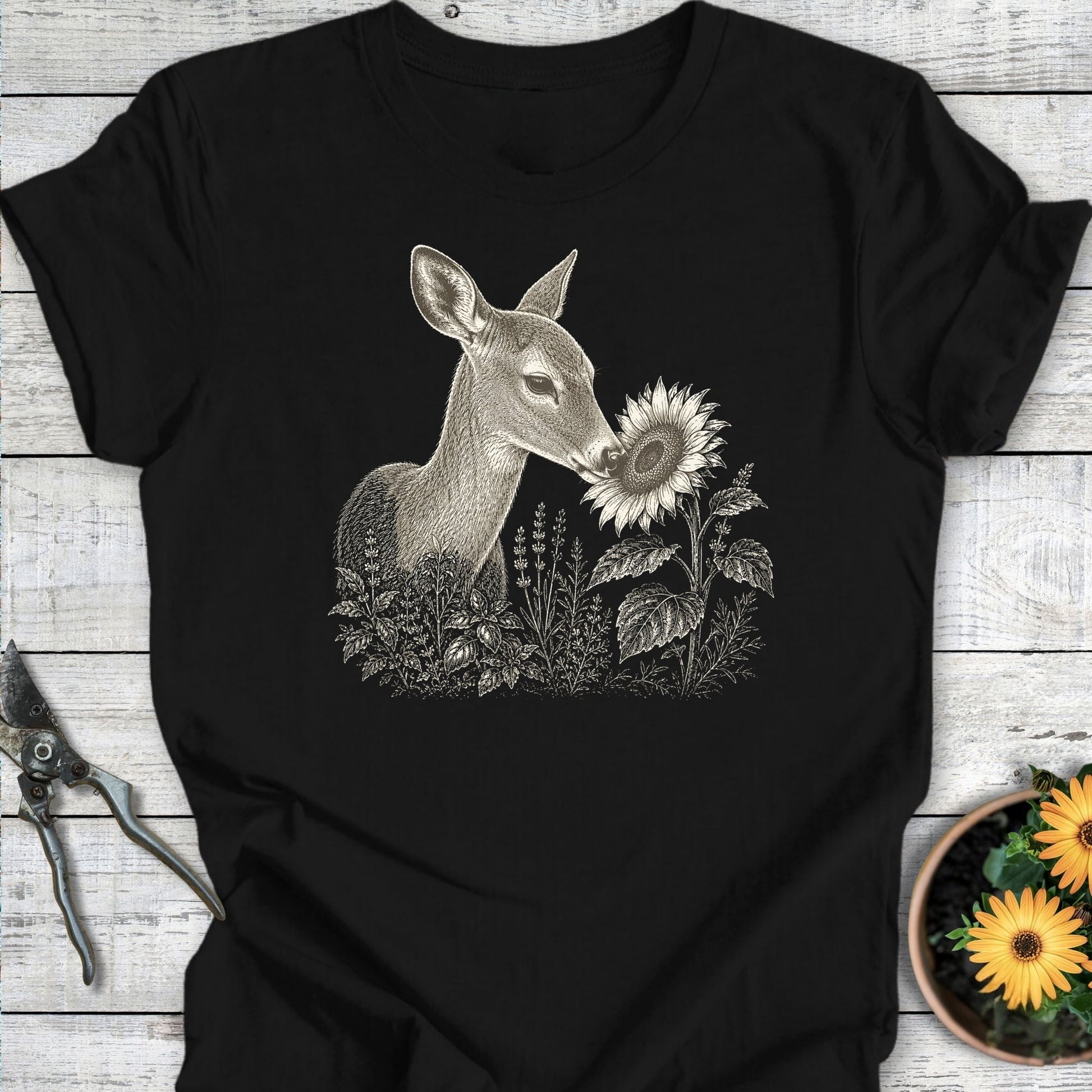 Printify T-Shirt Black / S Sunflower Doe T-Shirt