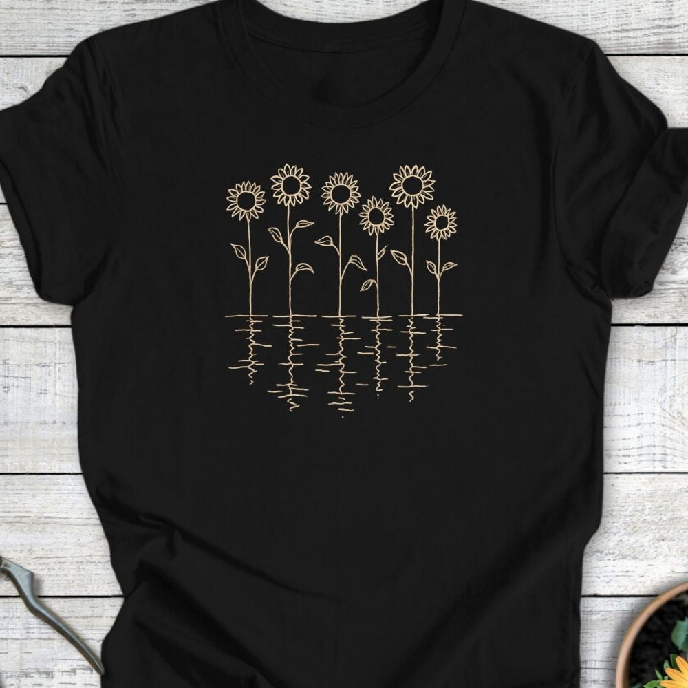 Printify T-Shirt Black / S Sunflower Reflections T-Shirt
