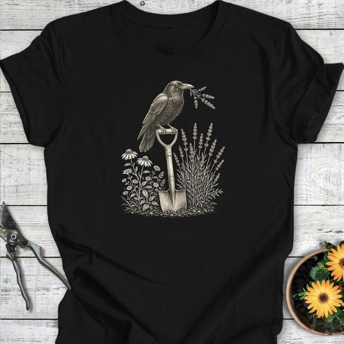 Printify T-Shirt Black / S The Watchful Crow T-Shirt