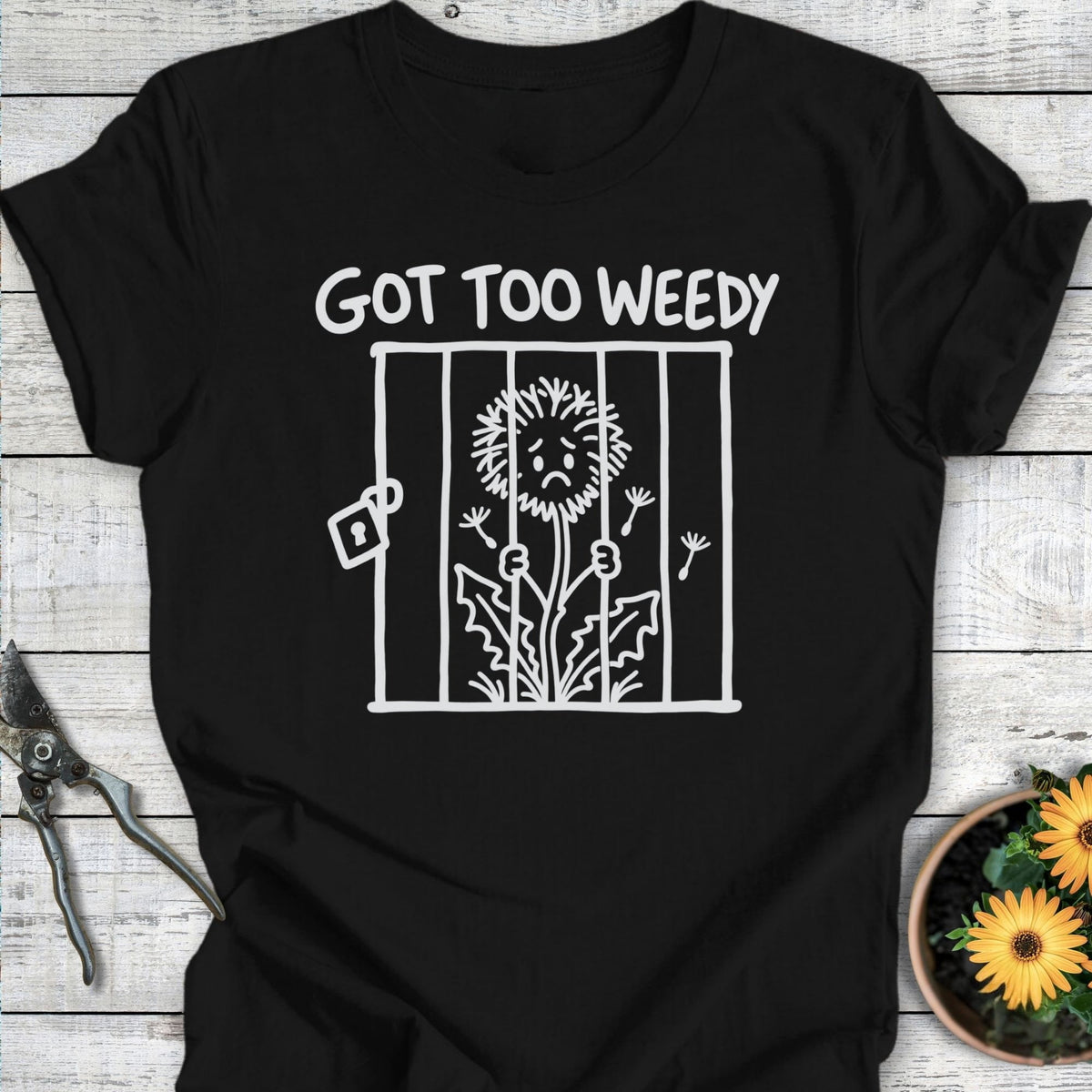 Printify T-Shirt Black / S Too Weedy T-Shirt