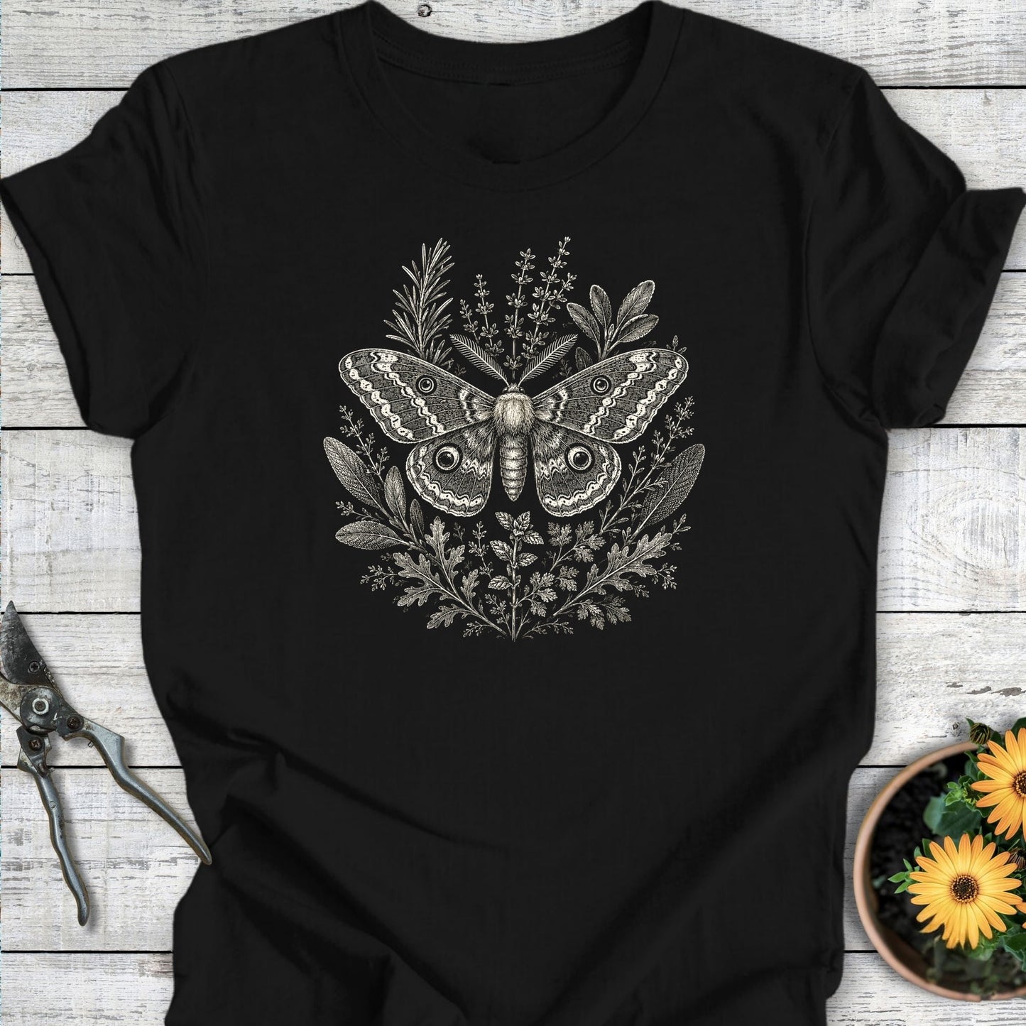Printify T-Shirt Black / S Woodland Moth T-Shirt