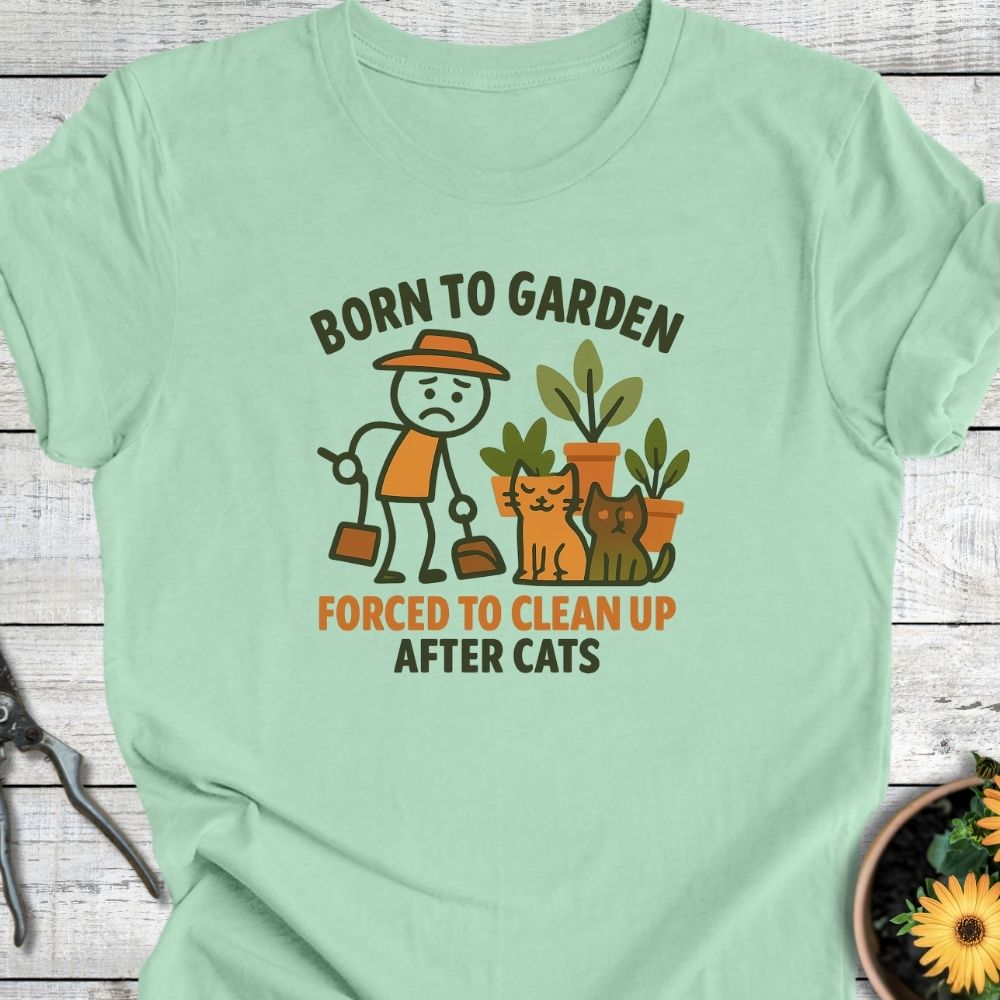 Printify T-Shirt Born To Garden – Cat Chaos
