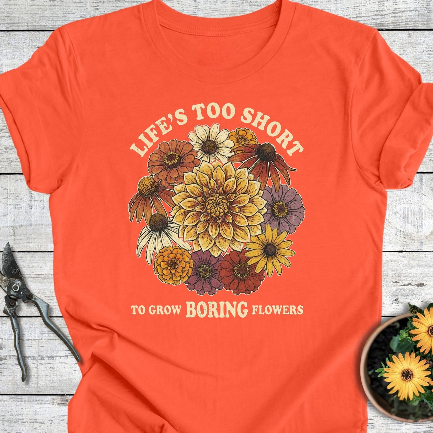 Printify T-Shirt Coral / S Boring Flowers T-Shirt