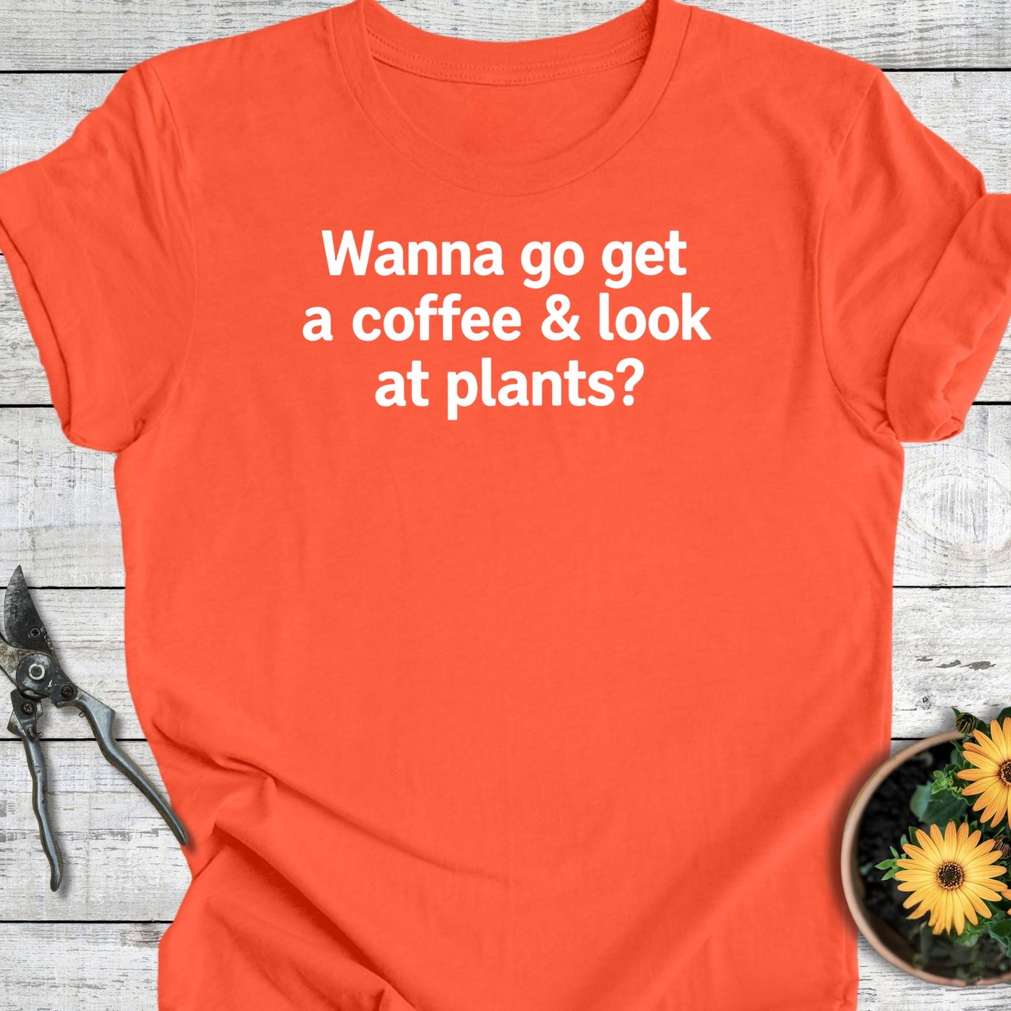 Printify T-Shirt Coral / S Coffee & Plants T-Shirt