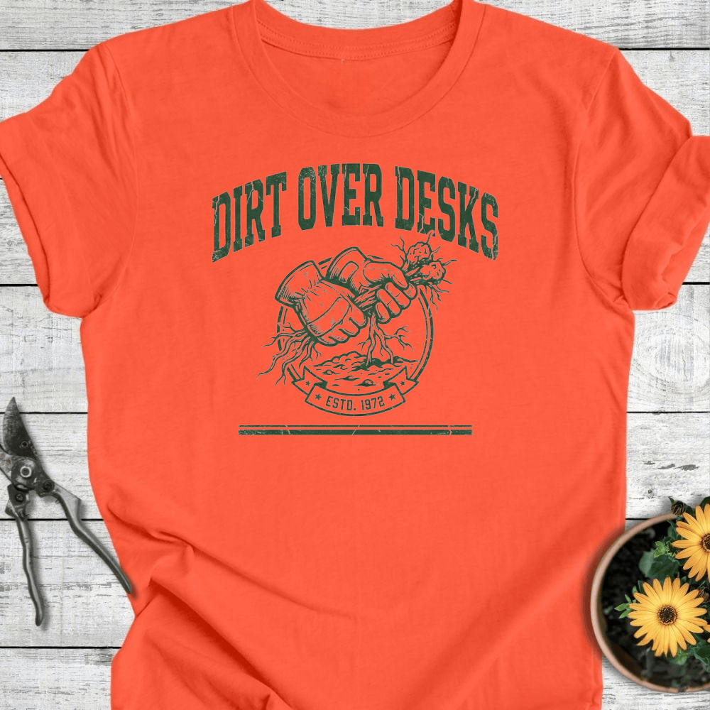 Printify T-Shirt Coral / S Dirt Over Desks T-Shirt