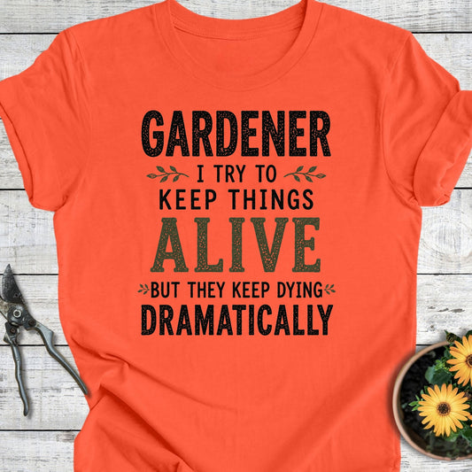 Printify T-Shirt Coral / S Gardener I Try III T-Shirt