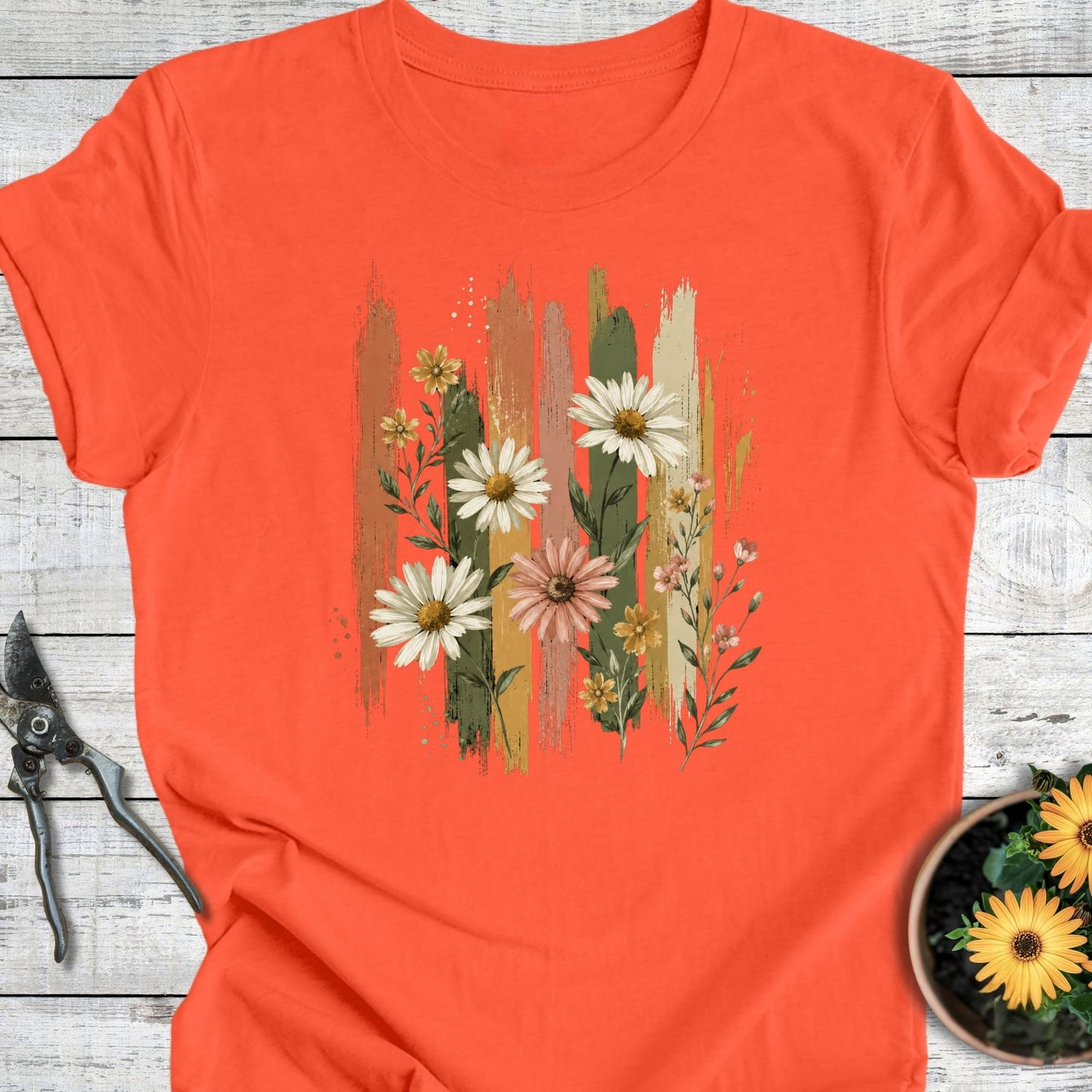 Printify T-Shirt Coral / S Painted Wildflowers T-Shirt