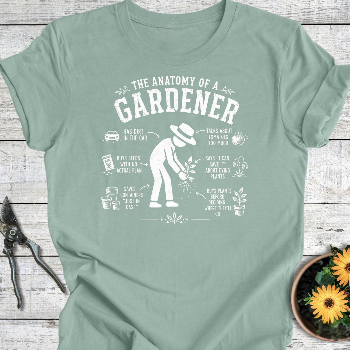 Printify T-Shirt Dusty Blue / S Anatomy of a Gardener T-Shirt
