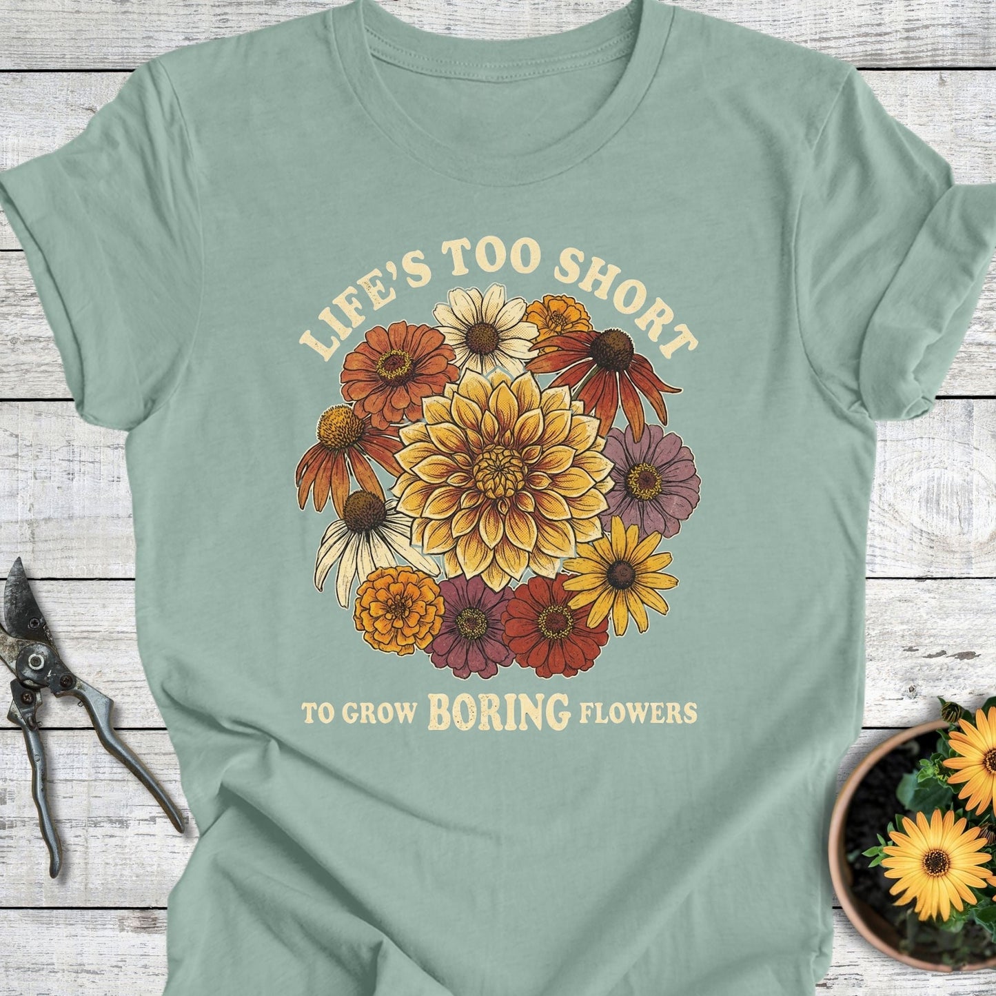 Printify T-Shirt Dusty Blue / S Boring Flowers T-Shirt