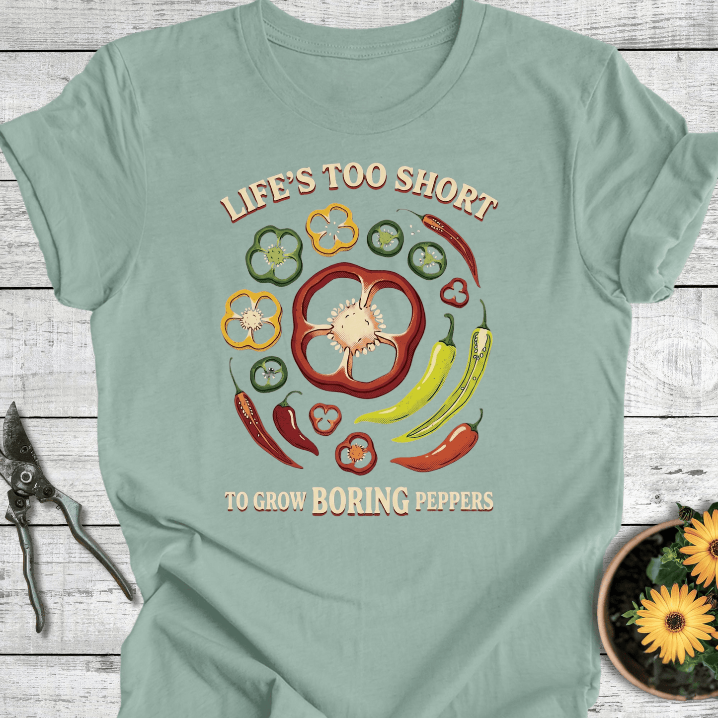Printify T-Shirt Dusty Blue / S Boring Peppers T-Shirt