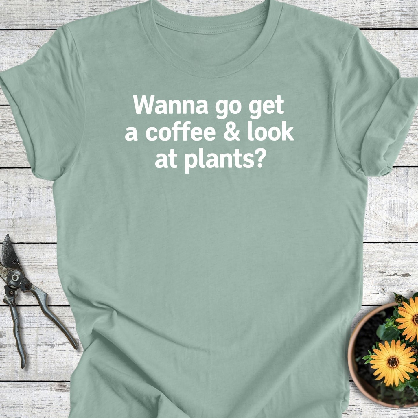 Printify T-Shirt Dusty Blue / S Coffee & Plants T-Shirt