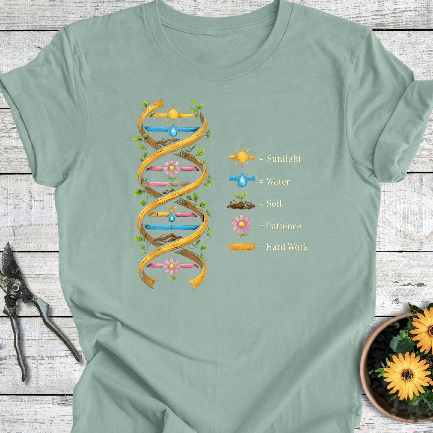 Printify T-Shirt Dusty Blue / S Gardening DNA T-Shirt