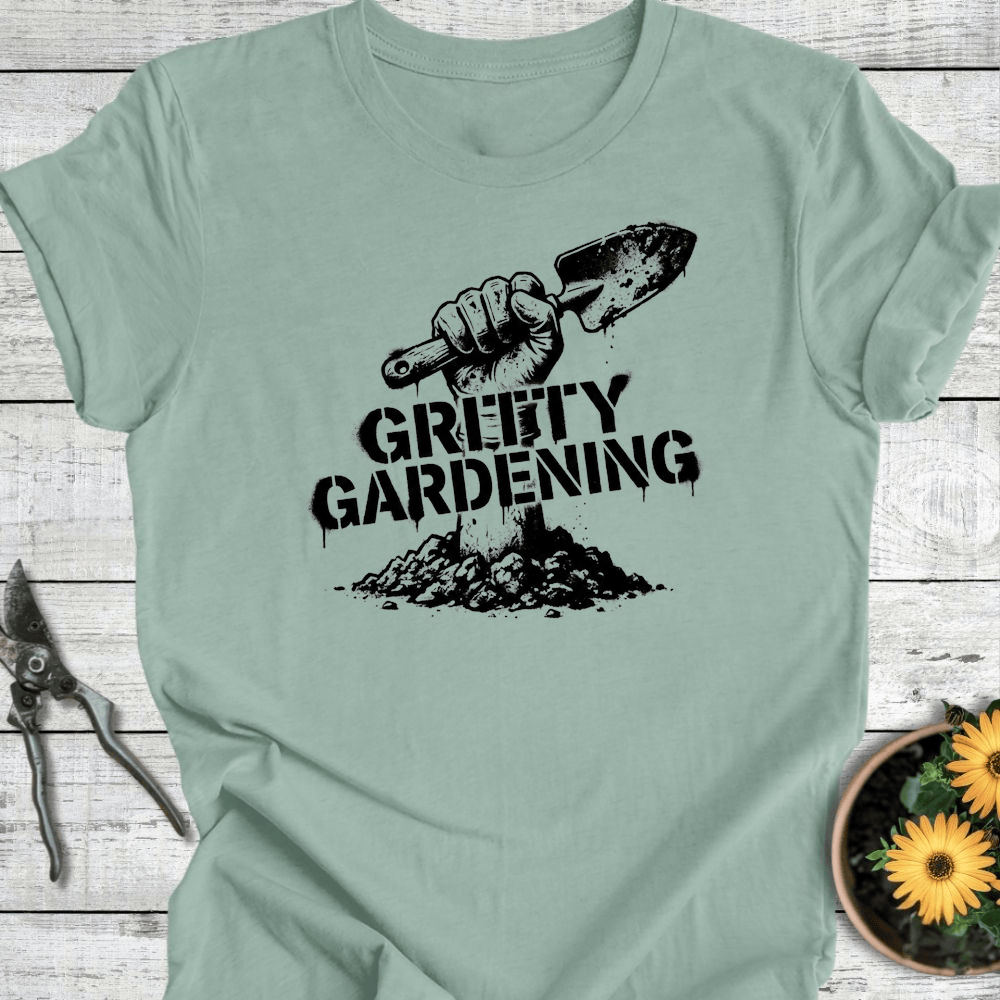Printify T-Shirt Dusty Blue / S Gritty Gardening II T-Shirt