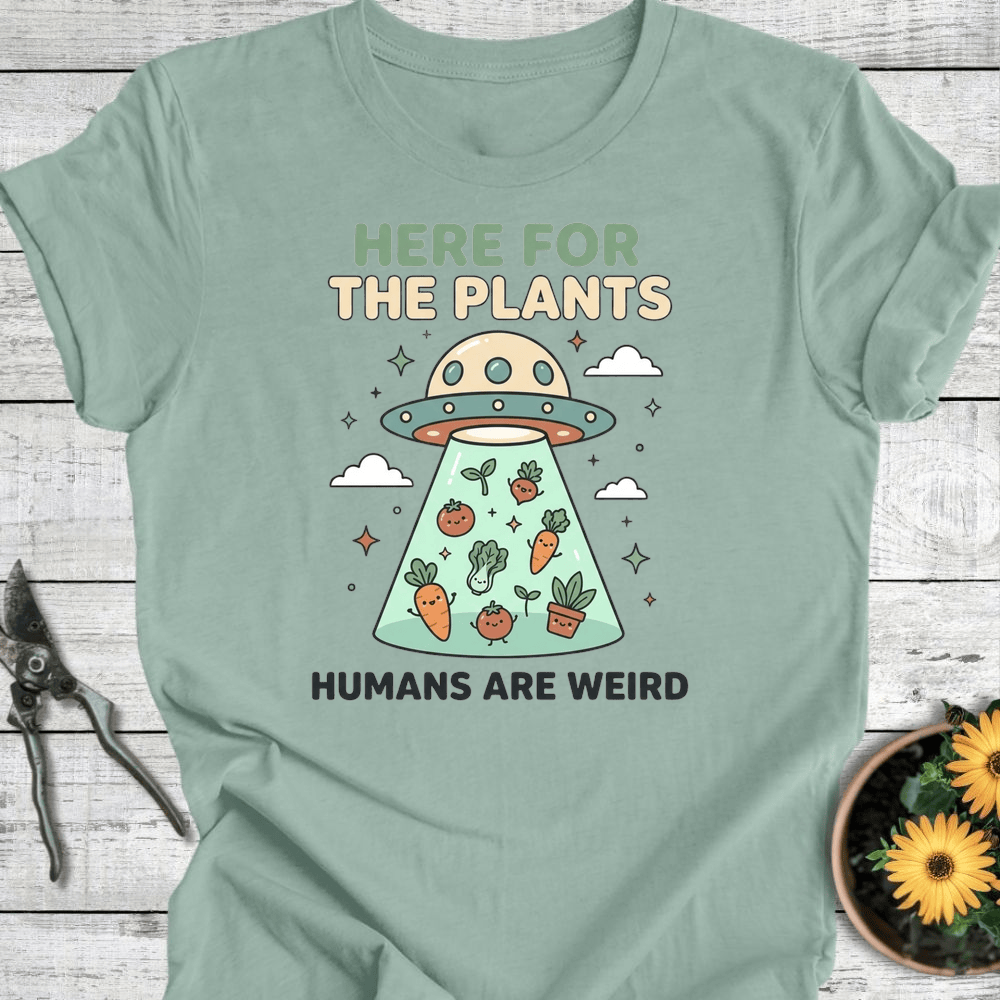 Printify T-Shirt Dusty Blue / S Here for the Plants T-Shirt