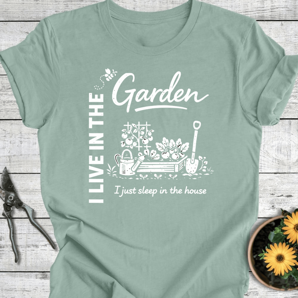 Printify T-Shirt Dusty Blue / S Live In The Garden T-Shirt