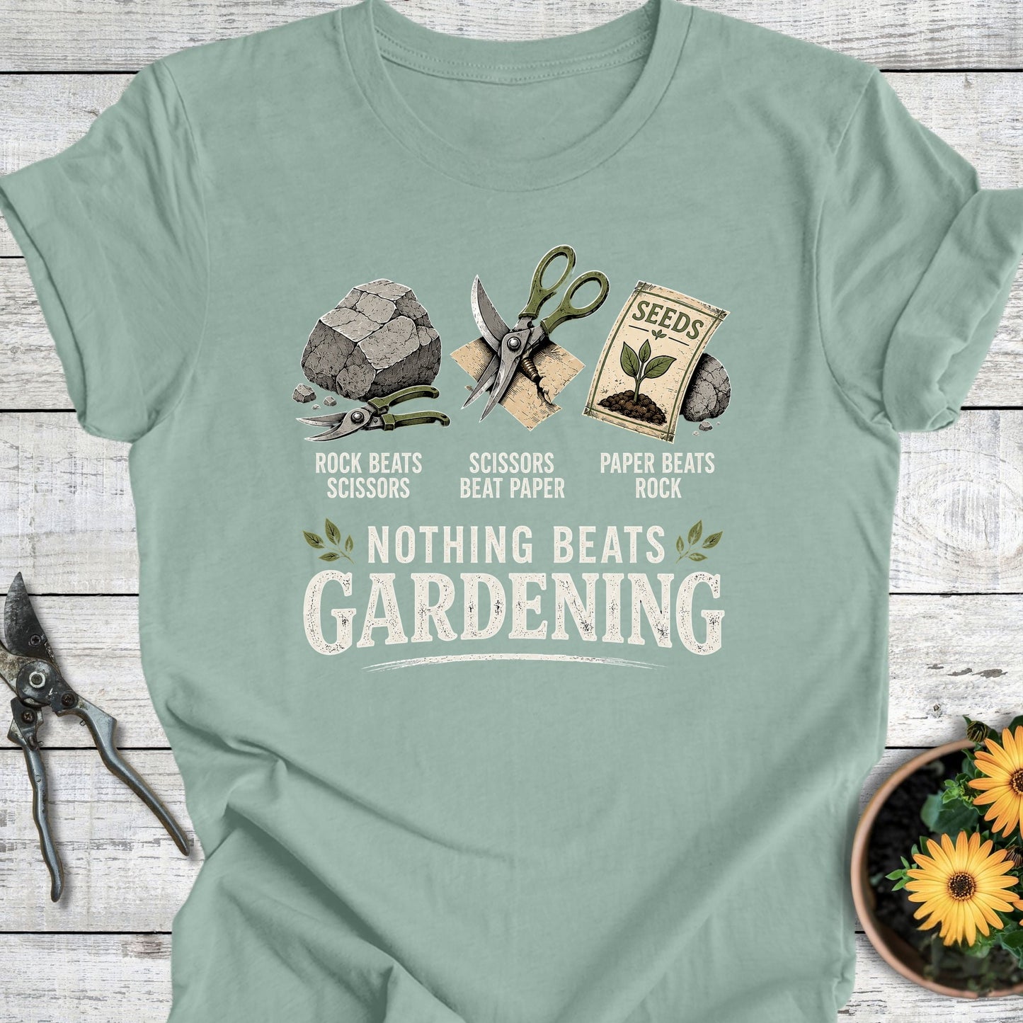 Printify T-Shirt Dusty Blue / S Nothing Beats Gardening T-Shirt